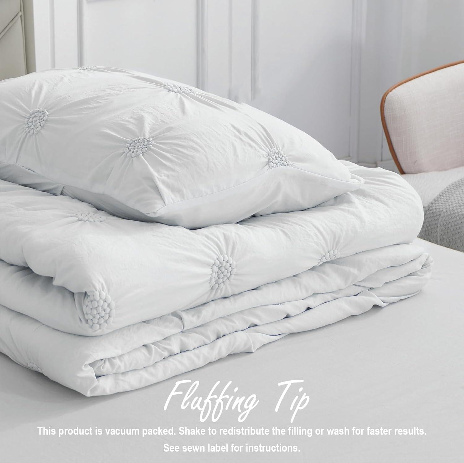 Supreme Microfiber Floral Pintuck Microfiber 3-Piece Comforter Set