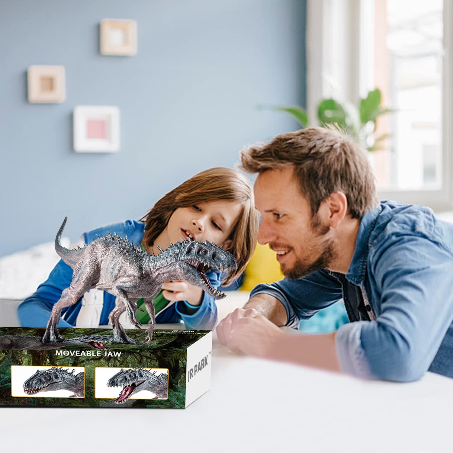 JR PARK Large Dinosaur Toy, 15.7" Figures Realistic Rex with Moveable Jaw, Educational Animal Model for Collector, Fanatics, Birthday Gift