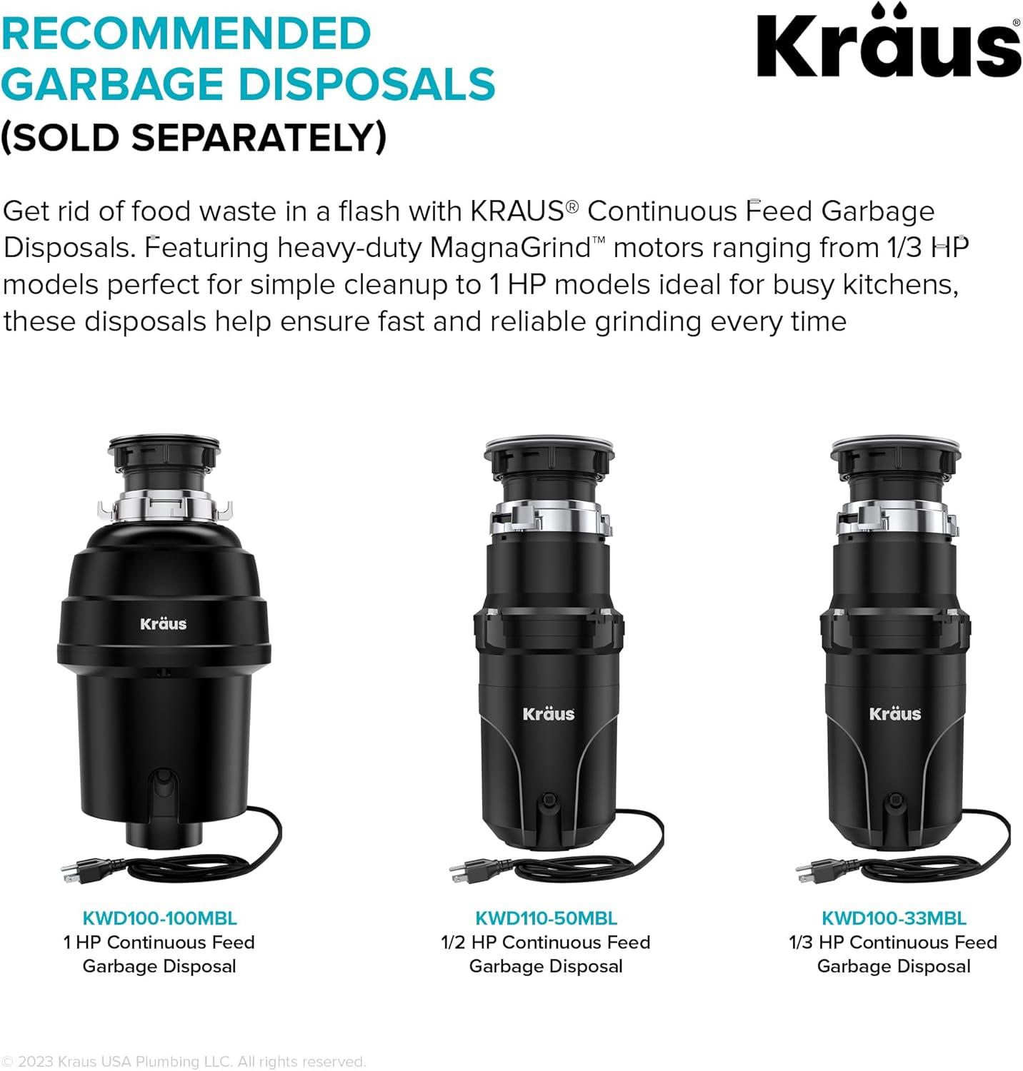KRAUS Garbage Disposal Air Switch Kit with Push Button, AC Adapter, Power Cord, and Air Tube Included