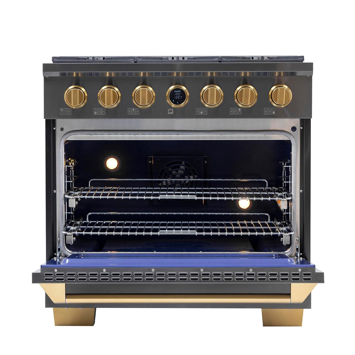 36 in. 5.2 cu. ft. Dual Fuel Range for Natural Gas in Titanium Stainless Steel.