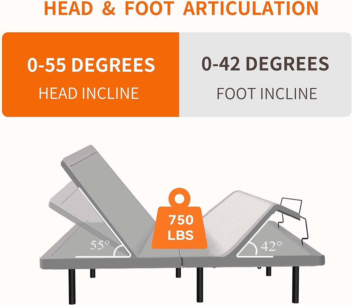 Zero Gravity Adjustable Bed with 14" Hybrid Mattress E3000 Series