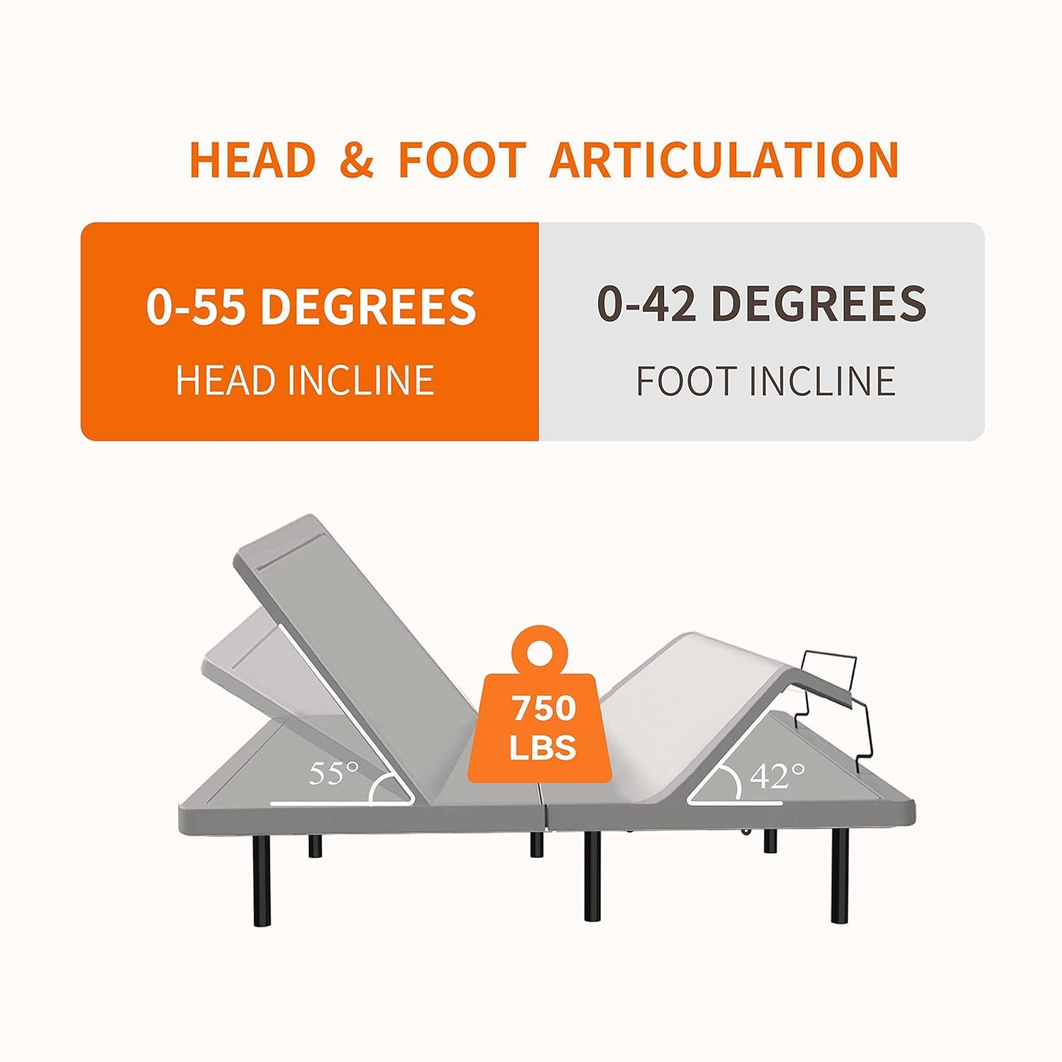 Zero Gravity Adjustable Bed with 14" Hybrid Mattress E3000 Series