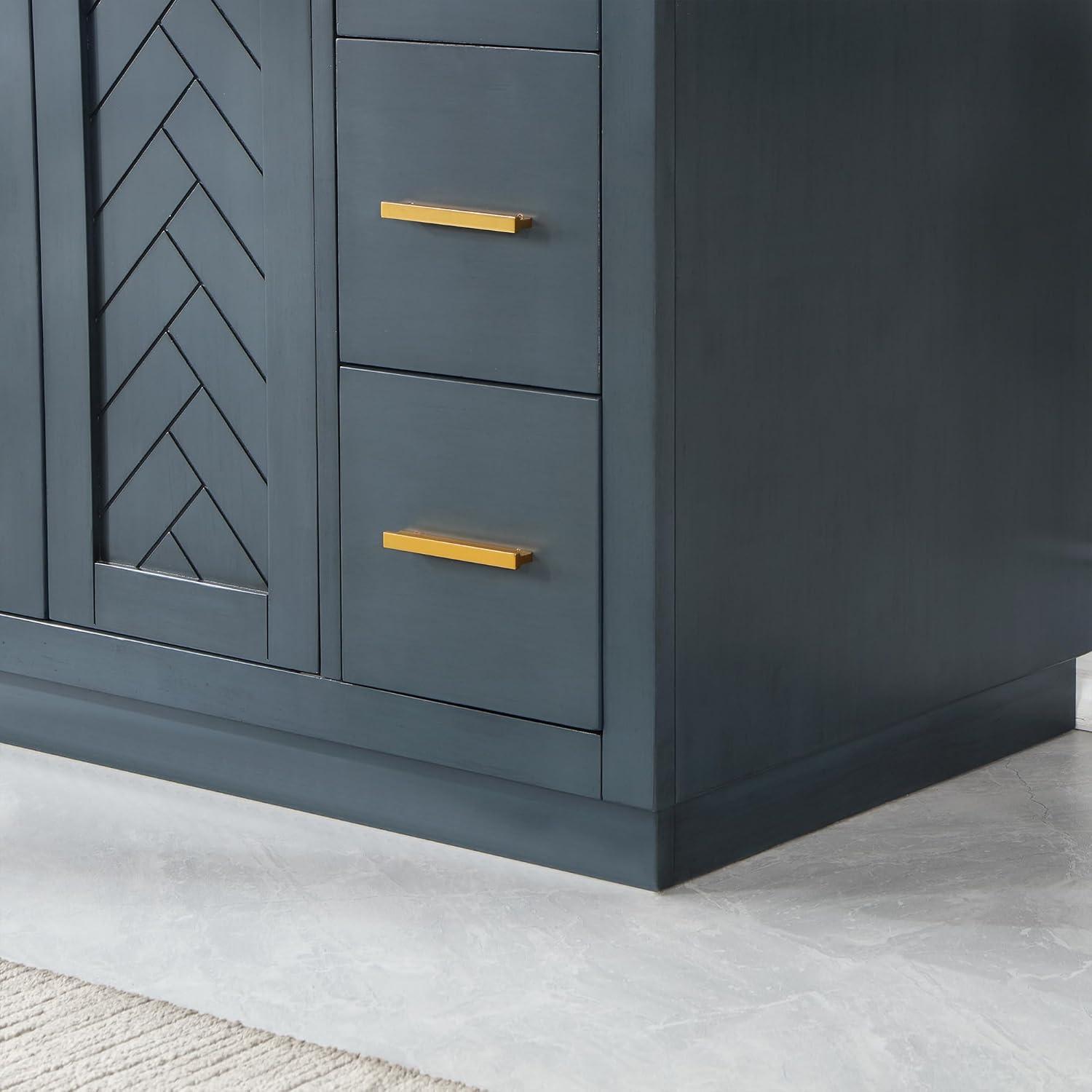 Altair Gazsi Wood Vanity with Composite Stone Top, 84" Black Oak, No Mirror