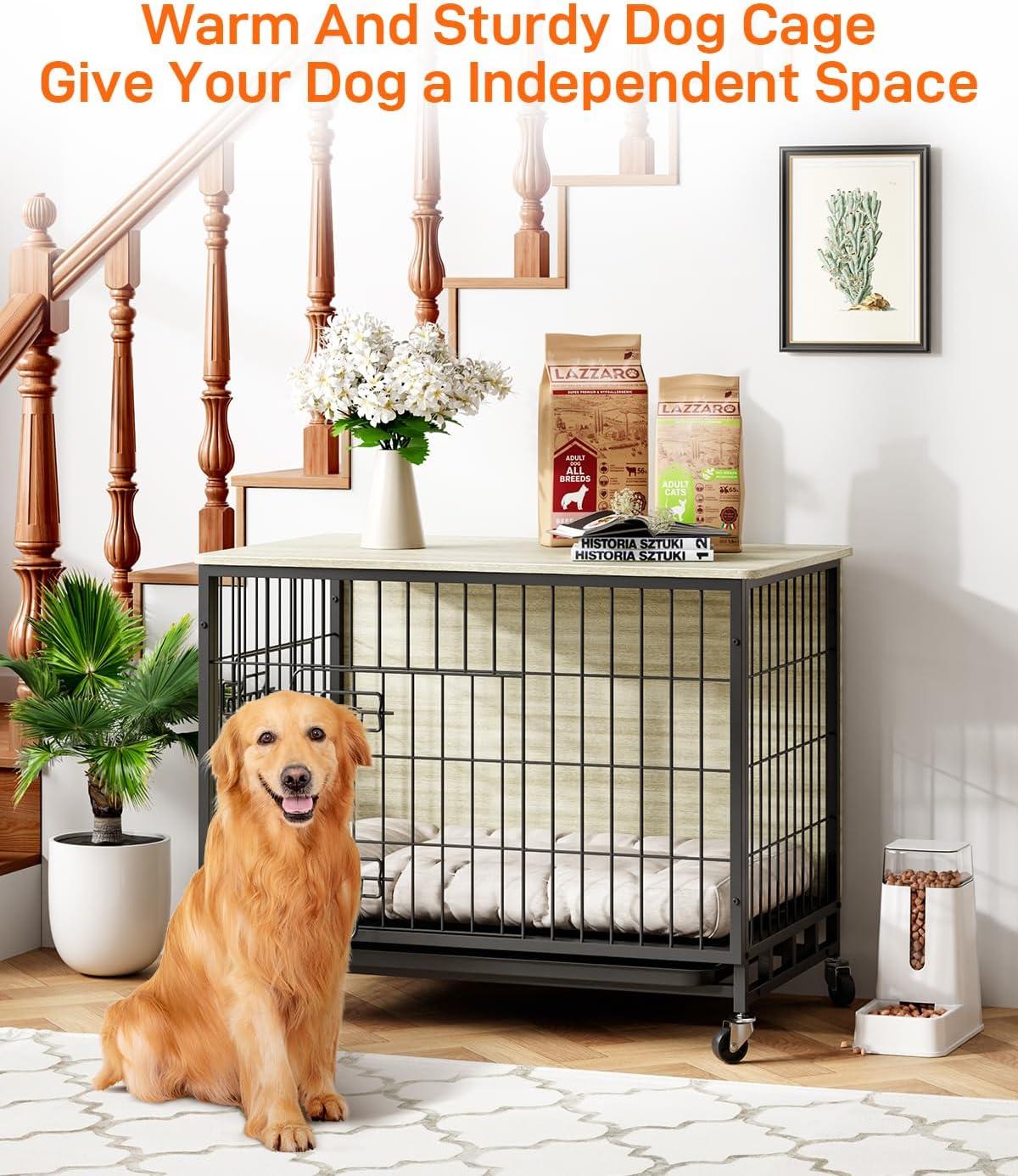 Tucker Murphy Pet™ Dog Crate Furniture, Removable Tray And Wheels