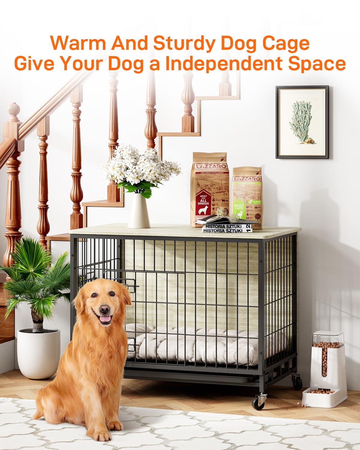 Tucker Murphy Pet™ Dog Crate Furniture, Removable Tray And Wheels