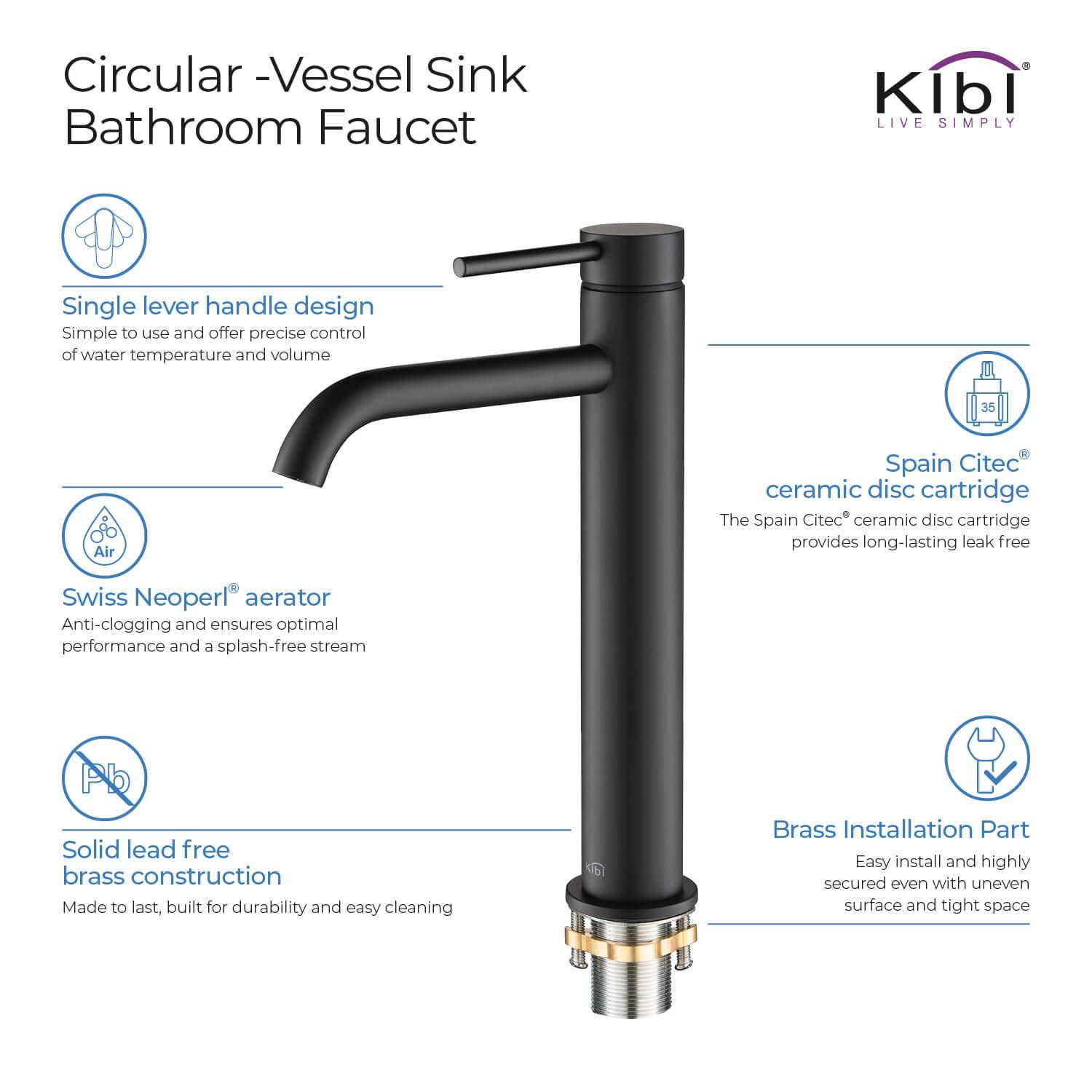 Circular Vessel Sink Faucet Single-handle Bathroom Faucet