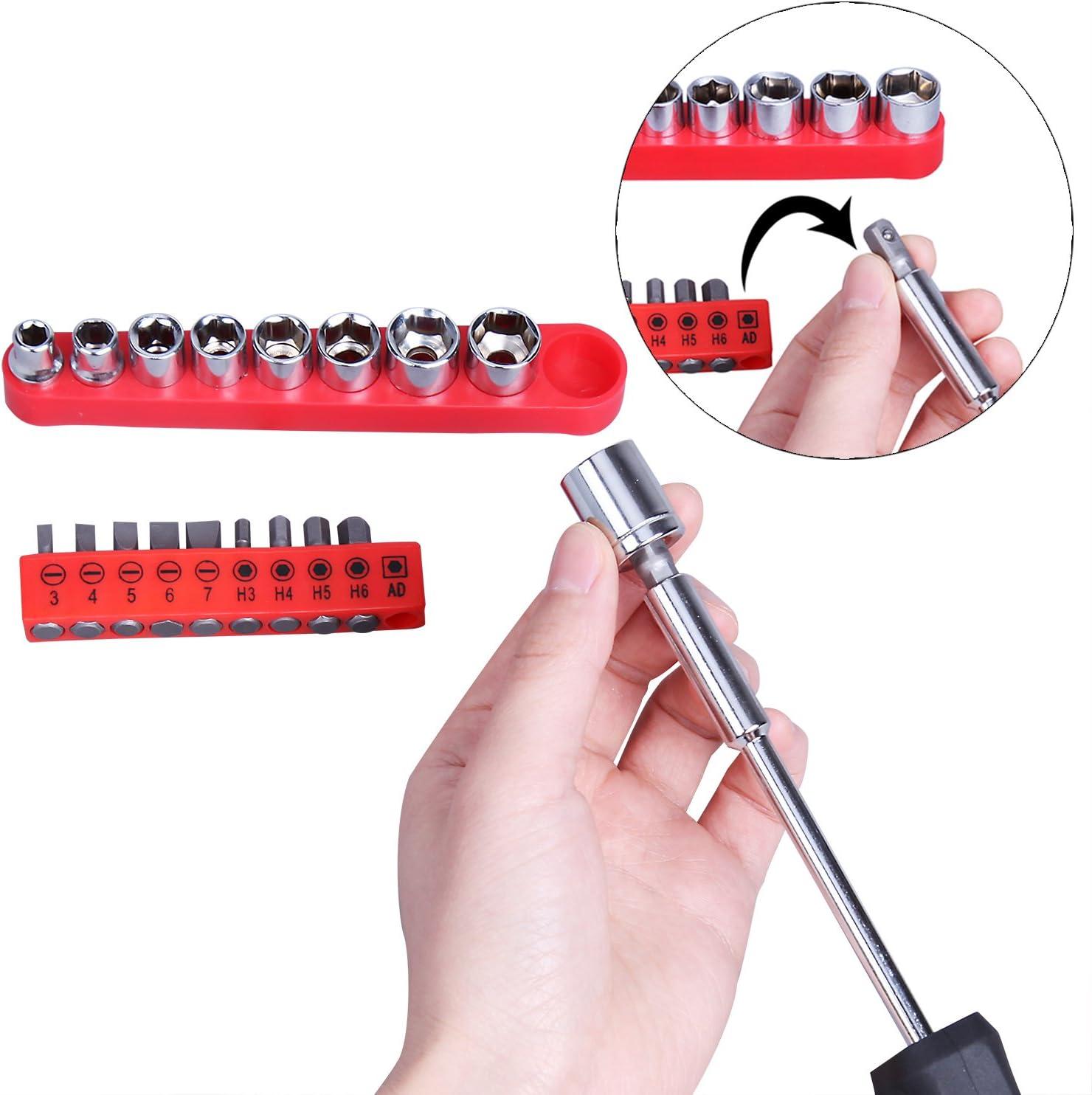 Cshidworld 148-Piece Tool Set General Household Hand Kit with Plastic Toolbox Storage Case, Mechanic Basic Home Tool Kit for Men and Women, All Essential Repair Tools for Home Garage and Office, Red