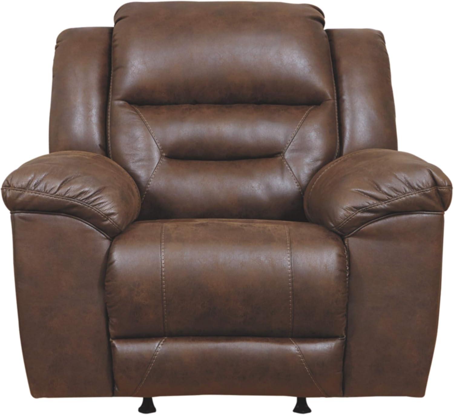 Chocolate Faux Leather Channel Armchair Recliner with Metal Frame