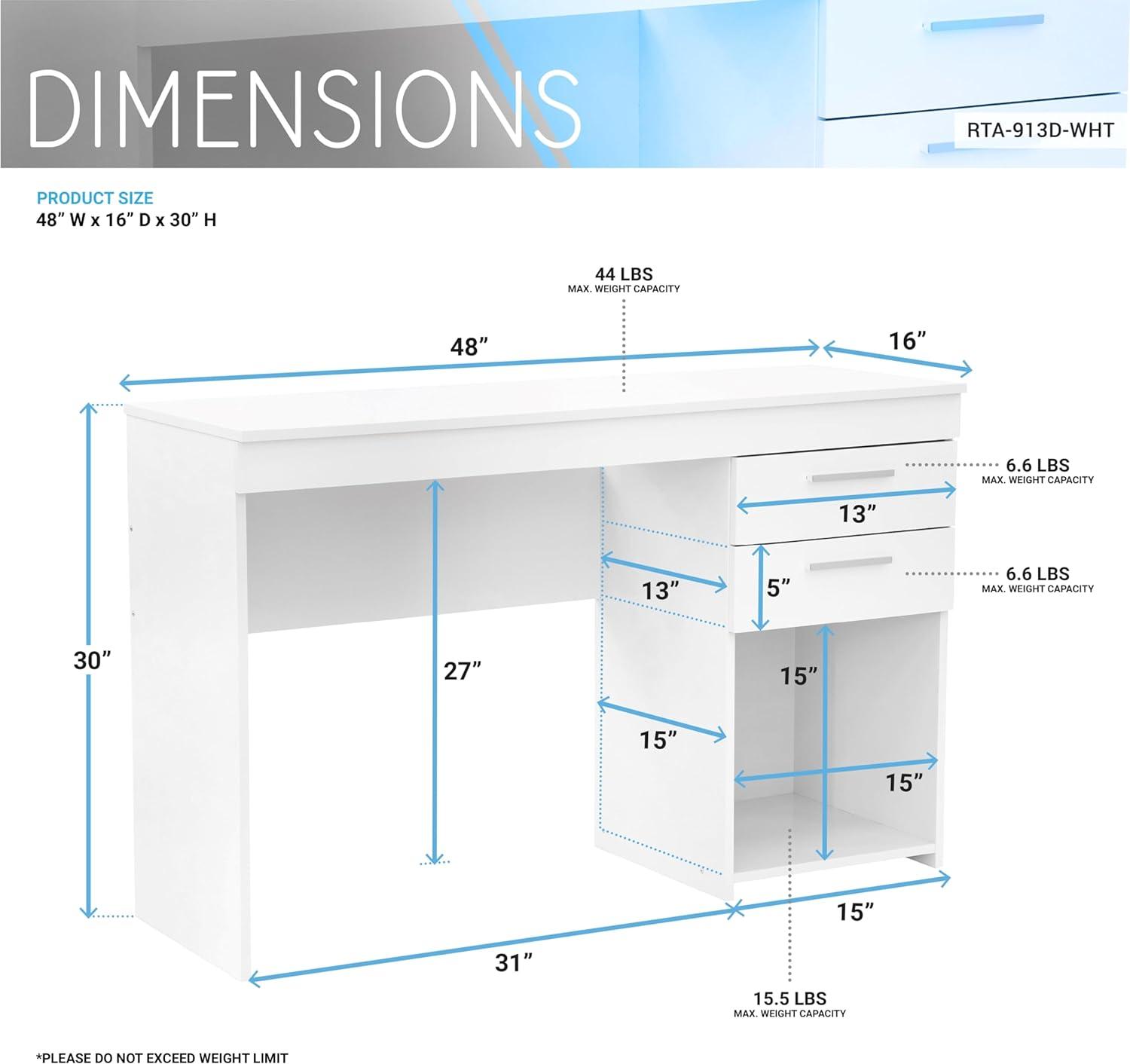 Contemporary White Particle Board Corner Writing Desk with Drawers