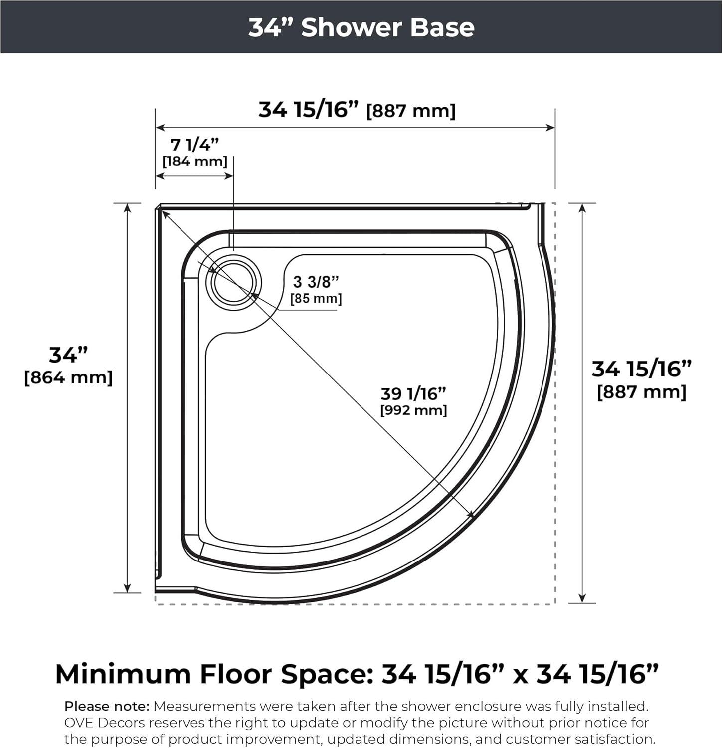 OVE Decors Breeze 35 in. Round Shower Kit w/ Clear, Base