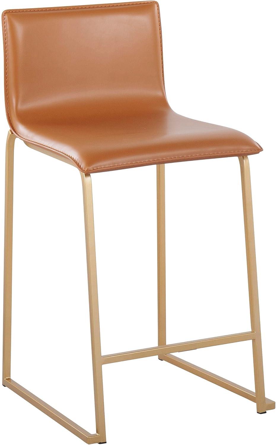 Set of 2 26" Mara Contemporary Counter Height Barstools Gold/Camel - LumiSource: Upholstered, Steel Frame, Fixed Height