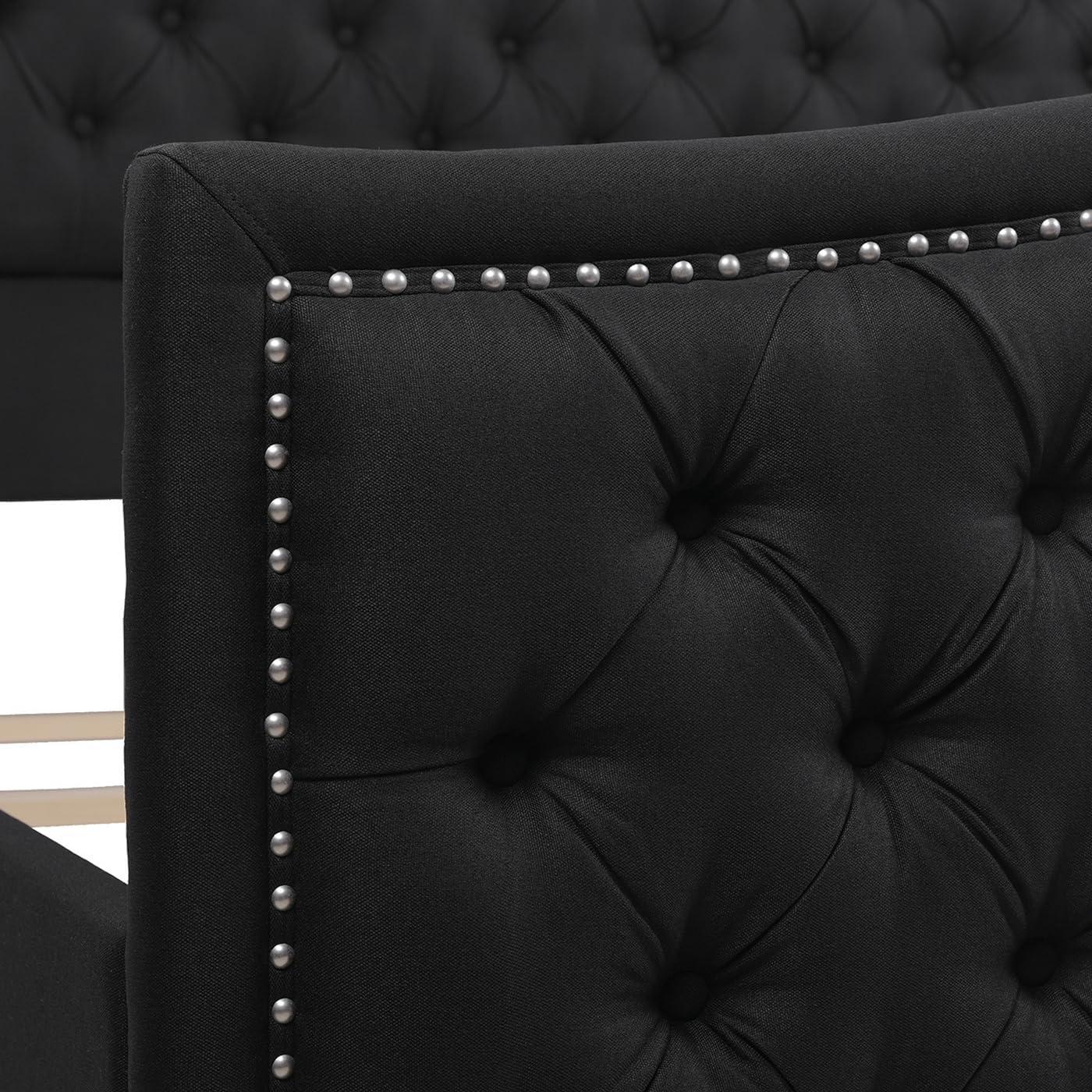 Marcella Tufted Wingback King Bed Jet Black