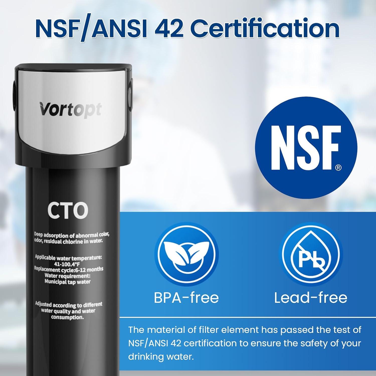 Under Sink Water Filter System ,NSF/ANSI 42 Certified Water Purifier, 28000 Galloons Large Flow Flux, Reduces PFAS, PFOA/PFOS, Chlorine, Bad Odors, Direct Connect to Kitchen Faucet, Q5-C2