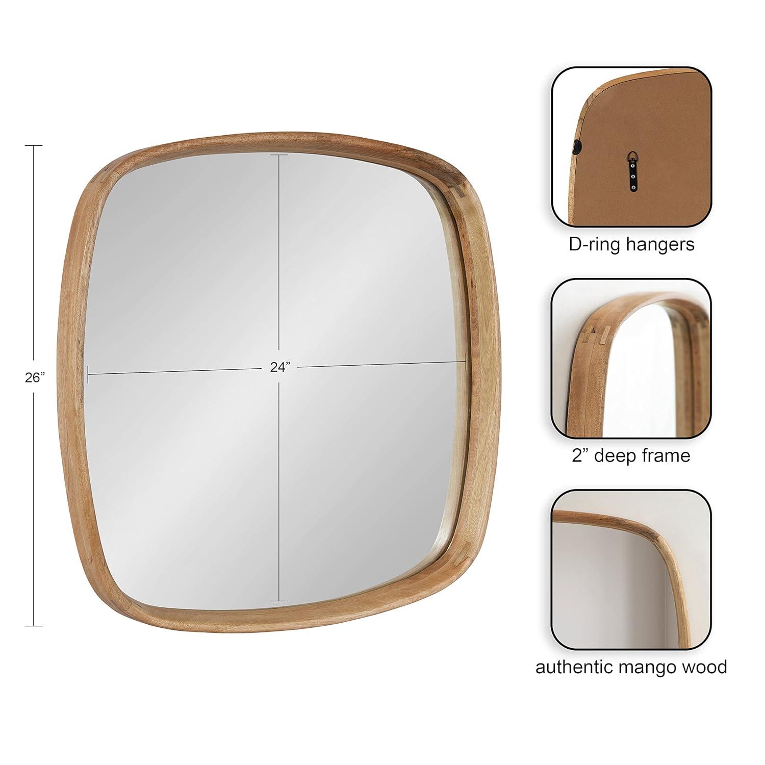 Kate and Laurel Prema Framed Wall Mirror, 26x26, Walnut Brown