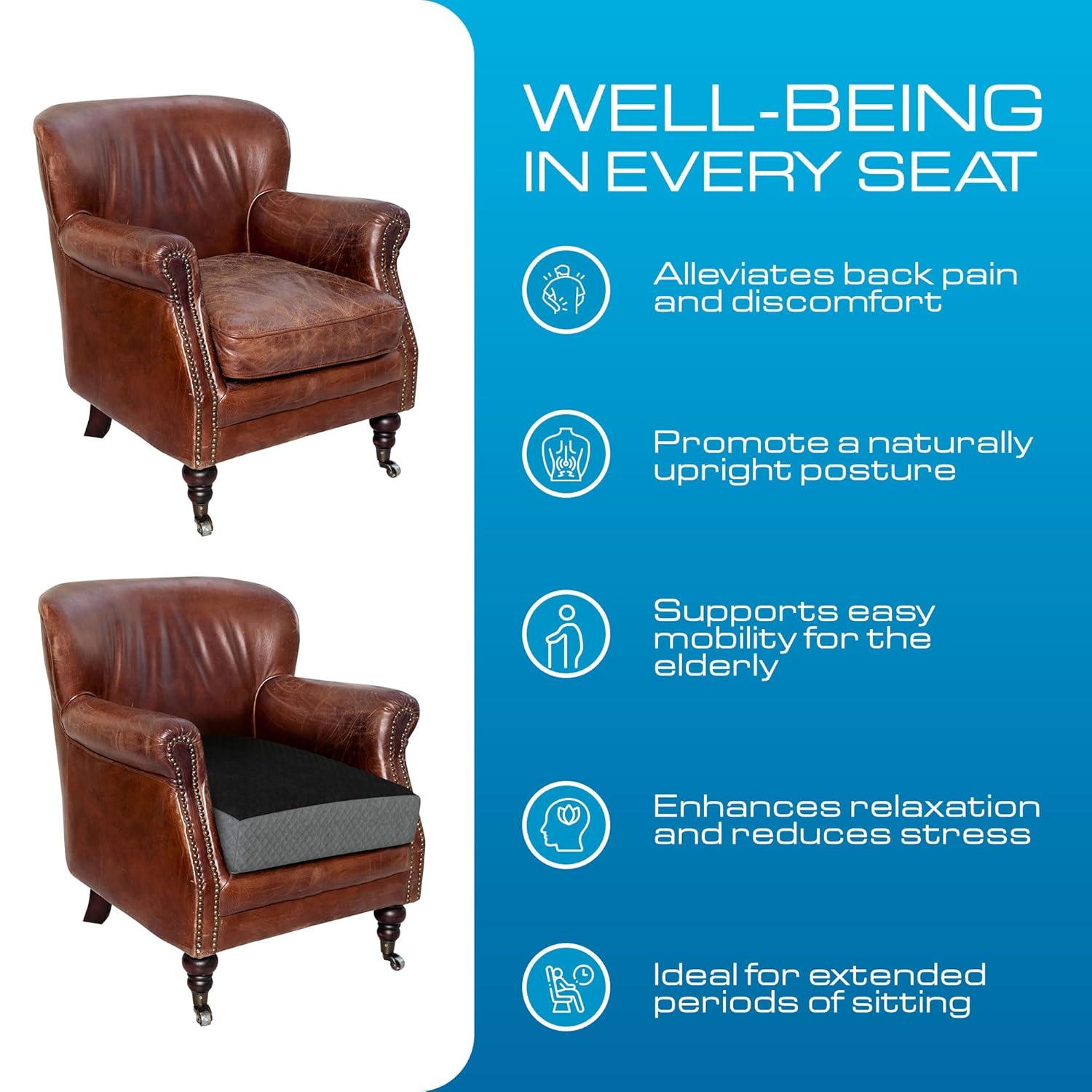 K?lbs Extra Large Recliner Cushion | Chic 2 Tone Velvet Cover | Memory Foam Seat Cushion 5 inch Thick 20" x 20" Extra Large Chair Cushion