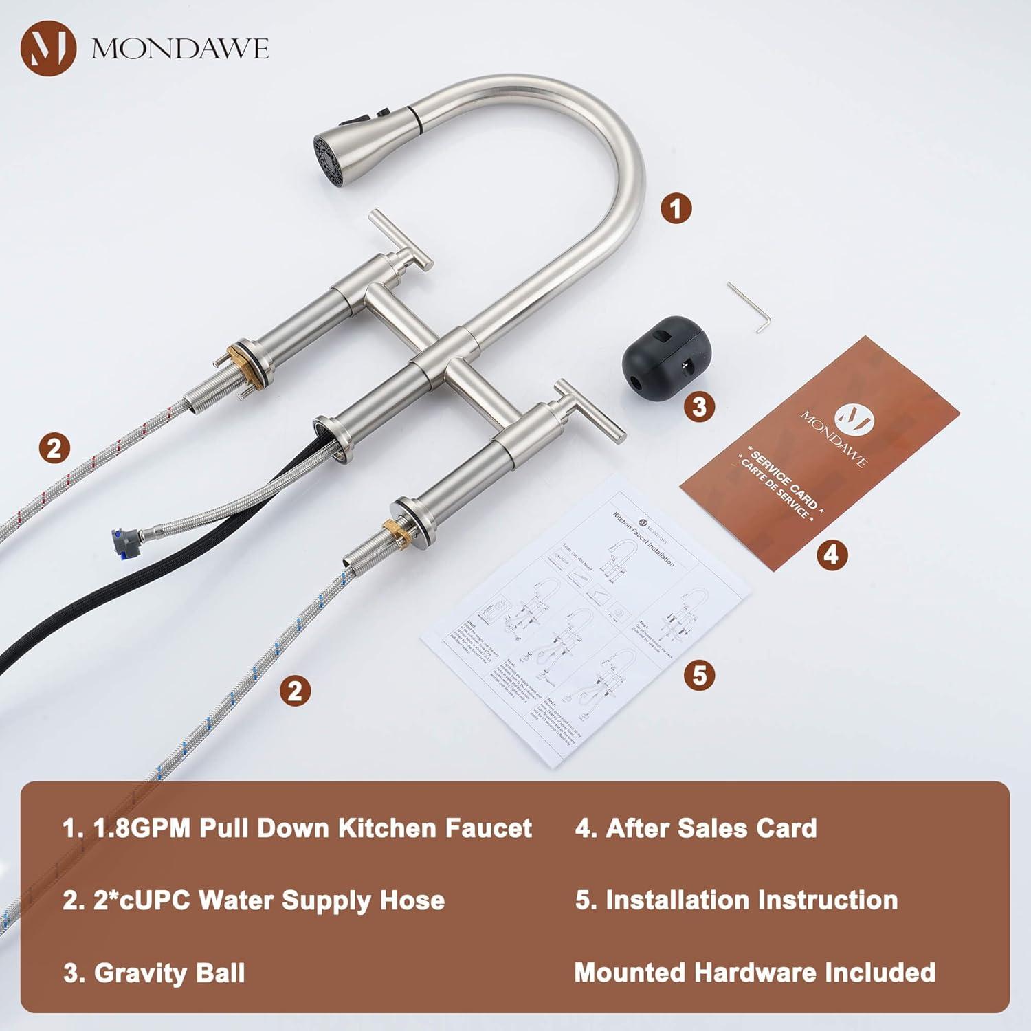 mondawe KMLT0005-WH-WF Mondawe Pull Down Kitchen Faucet