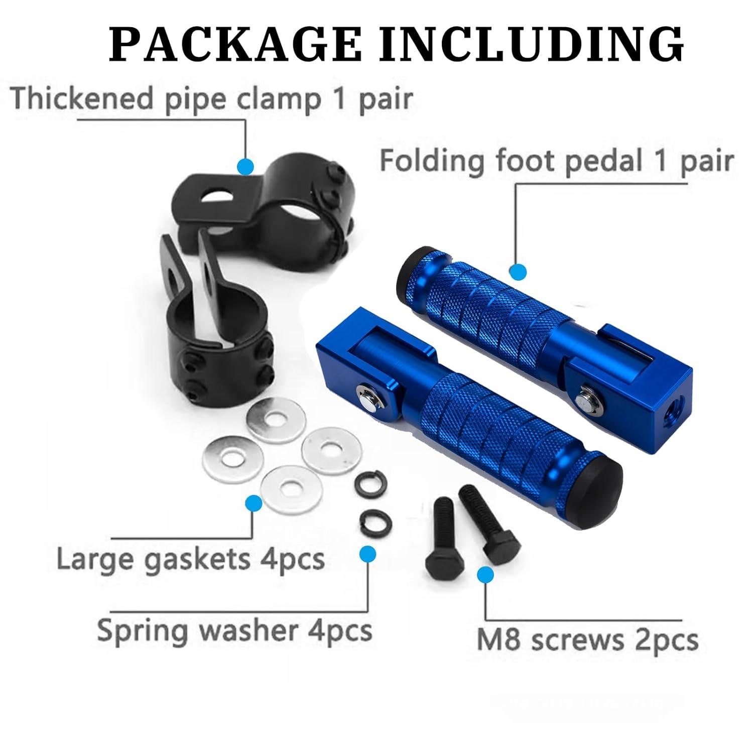 XINGWU M8 Motorcycle Foot Pegs 90 Degree Foldable Footpegs CNC Anti-Skid Footrest Universal for Yamaha Honda Suzuki Aprilia Electric Car Motorbike Mini Bike Dirt Pit Bike Passenger Pedal (Black)