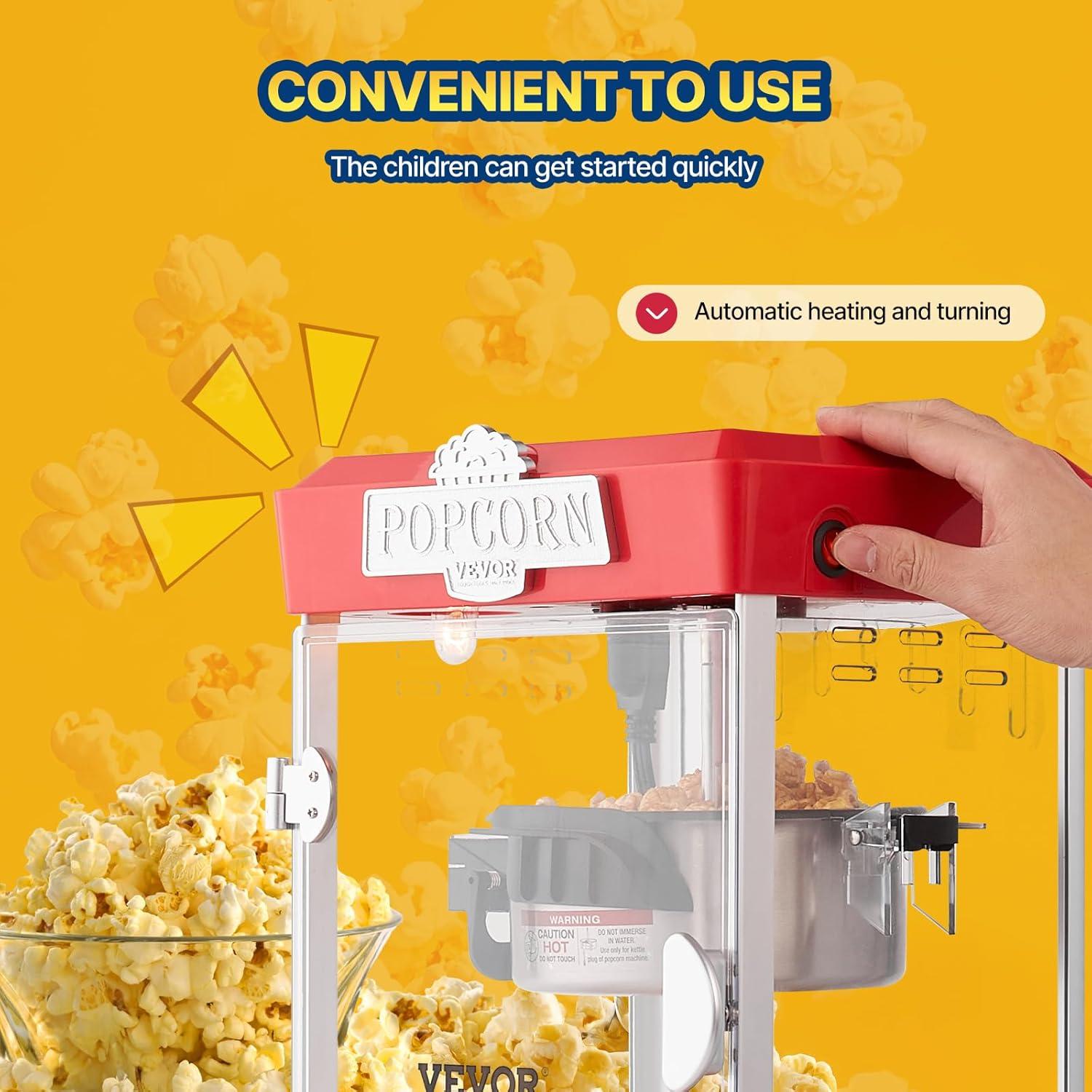 Stellweilan Tessberg Popcorn Popper Machine Tabletop Popcorn Maker 480W 4 Oz