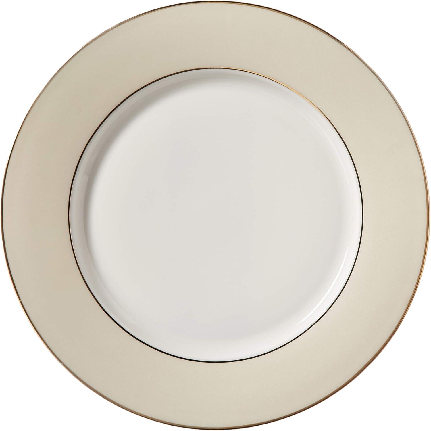 Lorren Home Trends La Luna Bone China 57-Piece Beige Border with 24K Gold Trim Dinnerware Set, Service for 8