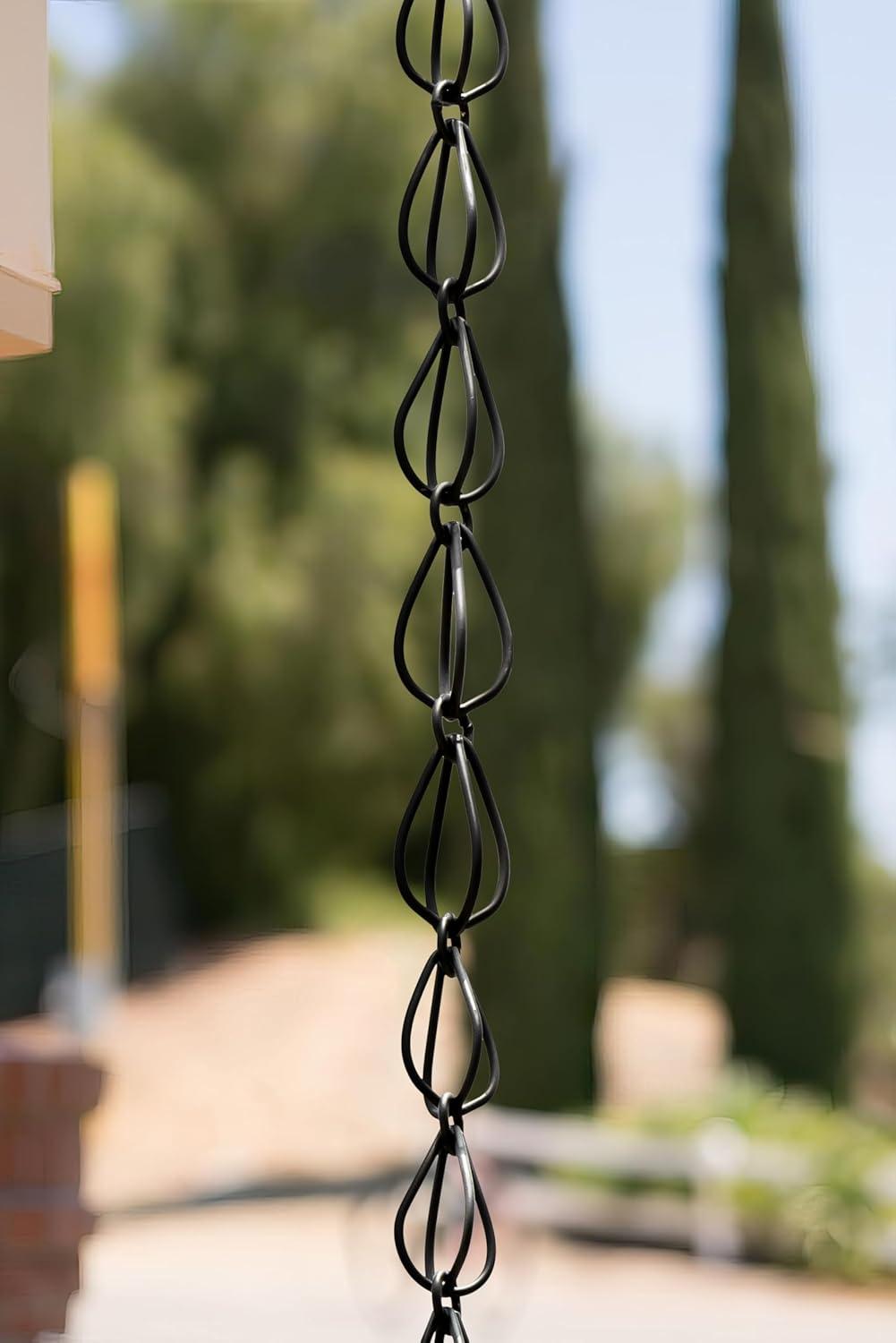 Black Aluminum Teardrop Rain Chain 8.5 Feet