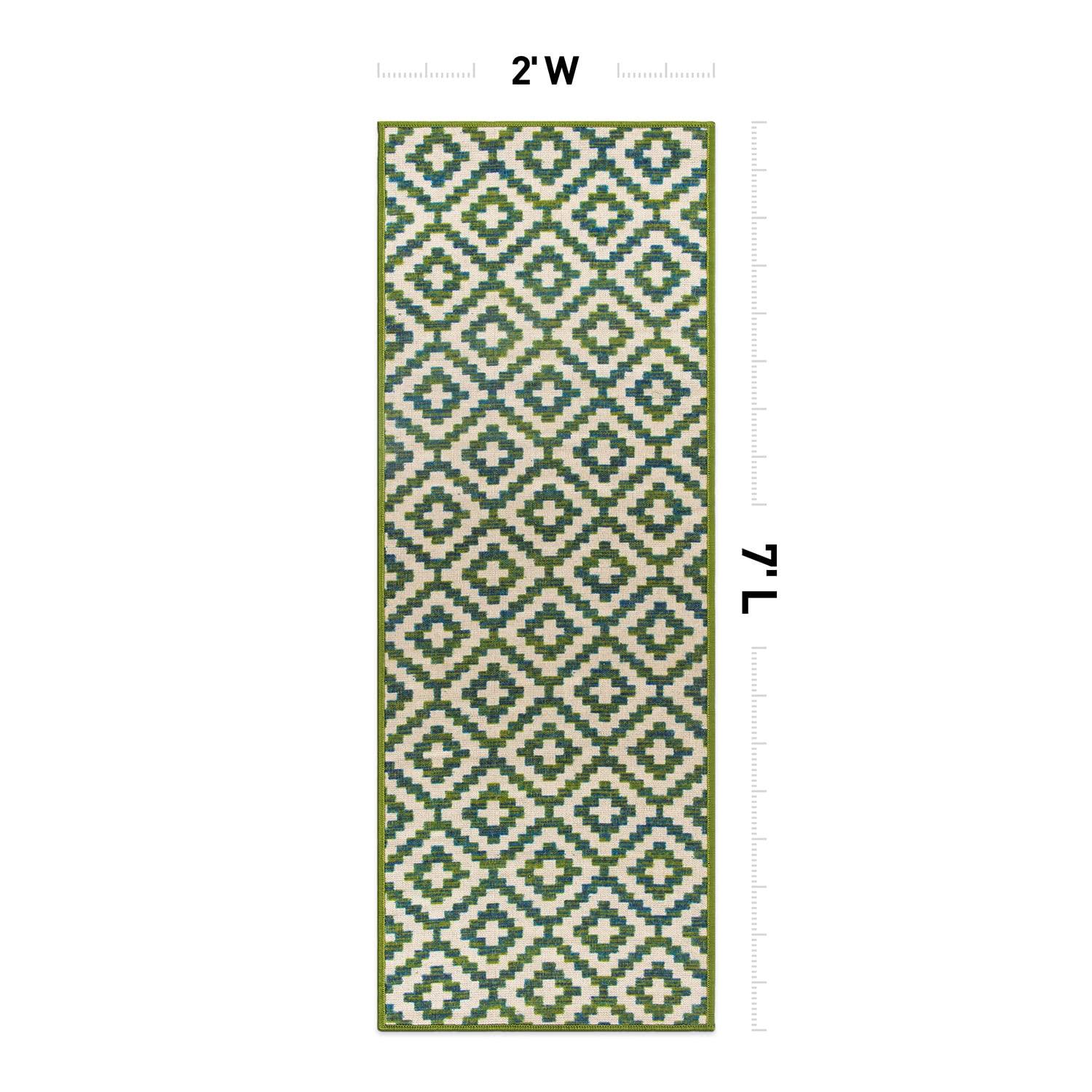 World Rug Gallery Contemporary Geometric Trellis Indoor/Outdoor Area Rug - GREEN 2'x7'