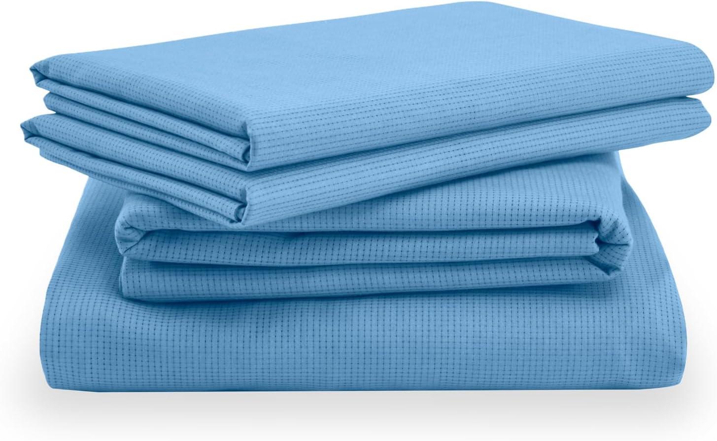 Blue Azure Cotton and TENCEL Split King Sheet Set