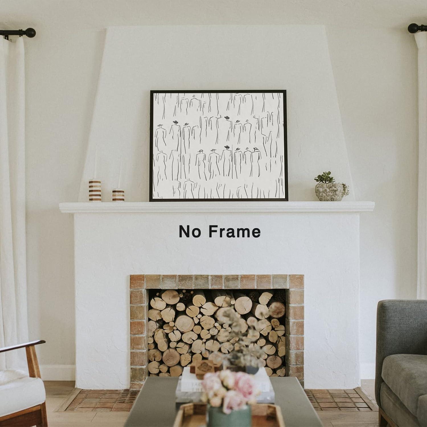 Abstract Figure Wall Art Vintage Sketch Prints Minimalist Painting Black and White Line Drawings Prints for Living Room Vintage Poster Sketch Figures Abstract Line Art Man Artwork 16x20inch No Frame