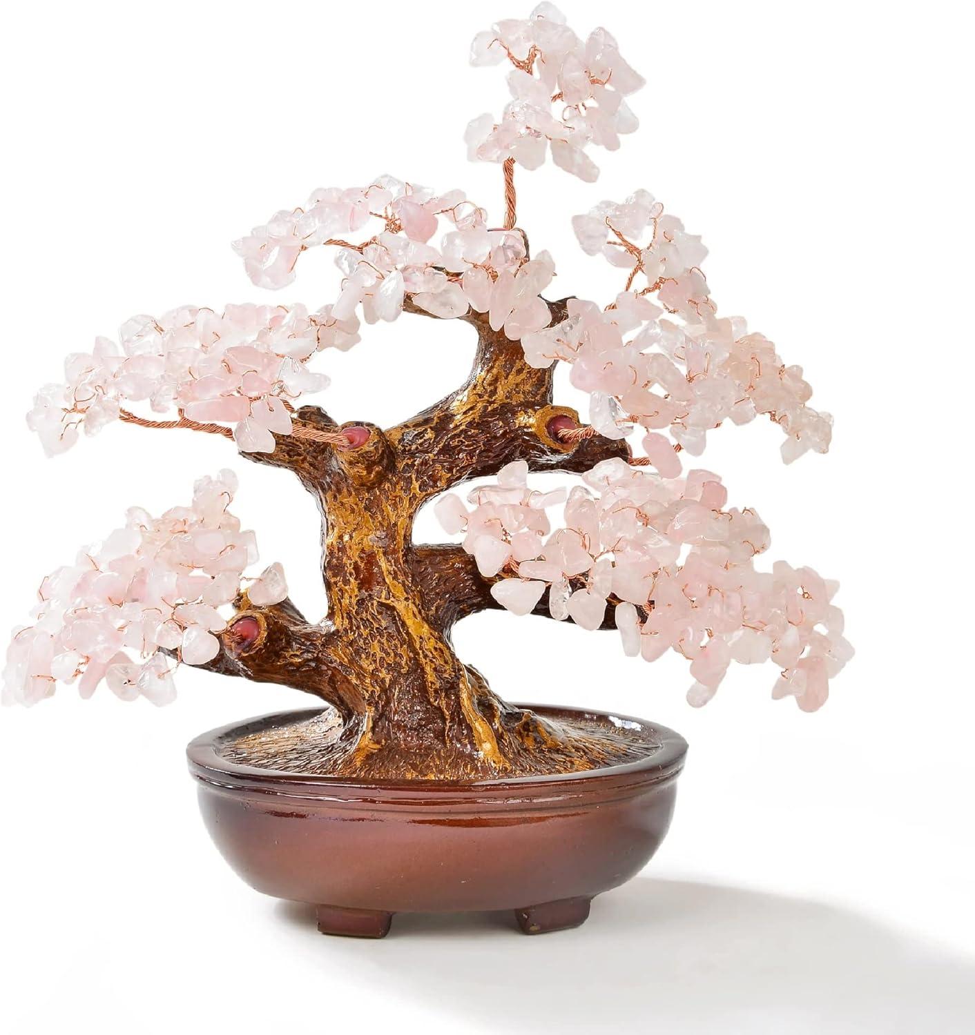 8" Rose Quartz Tree of Life Bonsai with Resin Base