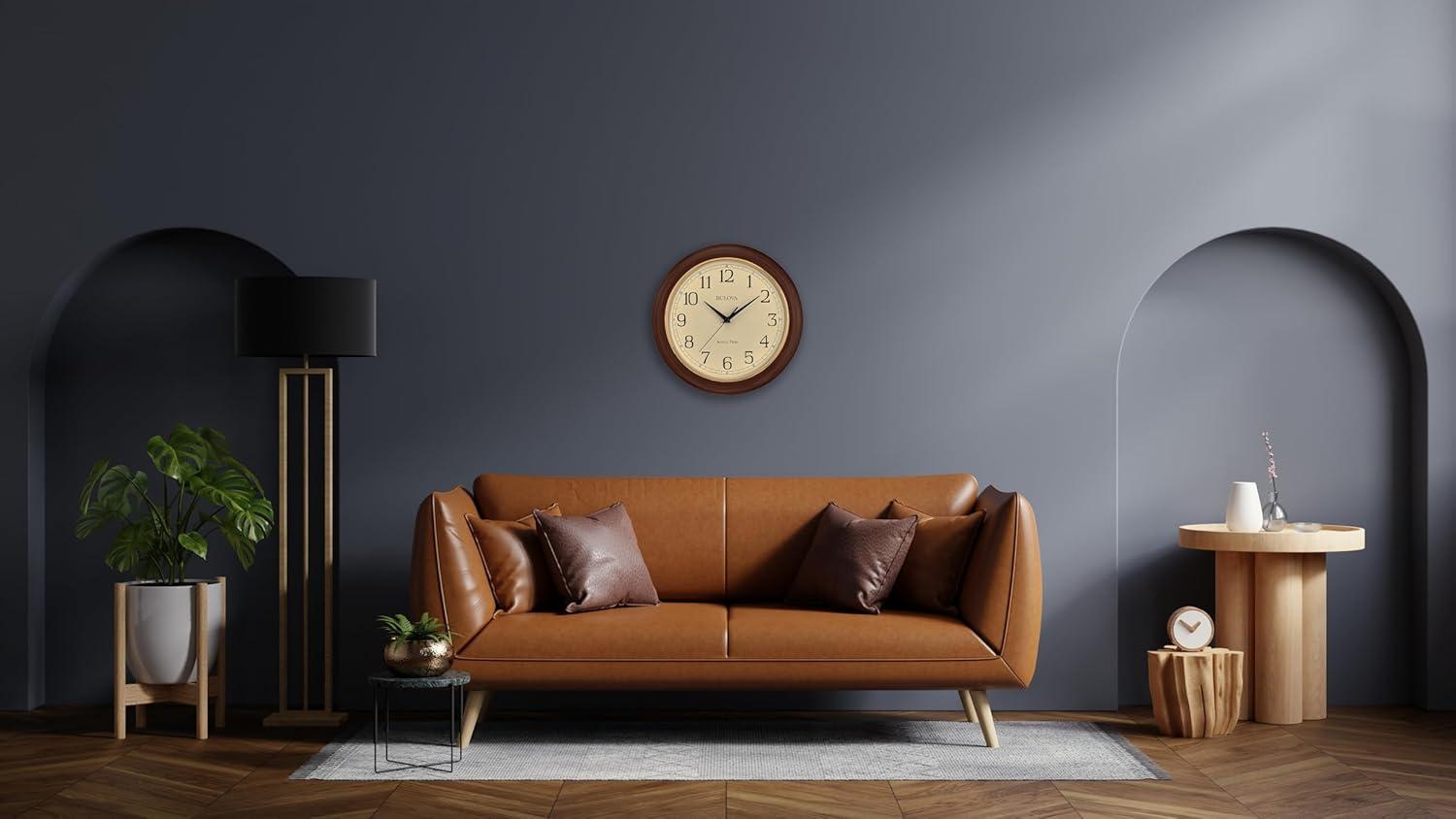 Bulova Clocks Atomic Time  Analog Quartz Wall Clock, Warm Brown Cherry