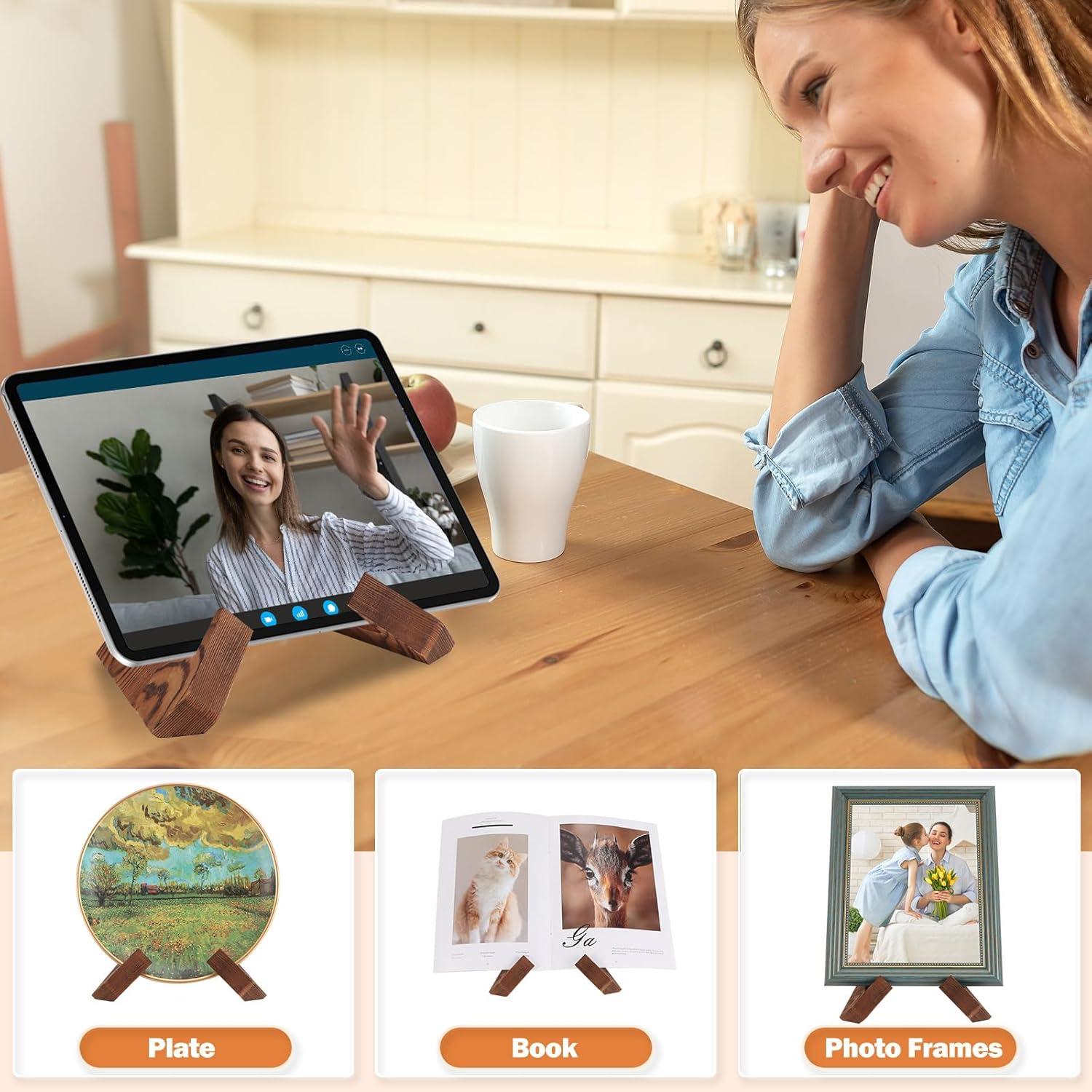 Rustic Brown Solid Wood Adjustable Cookbook Stand Holder