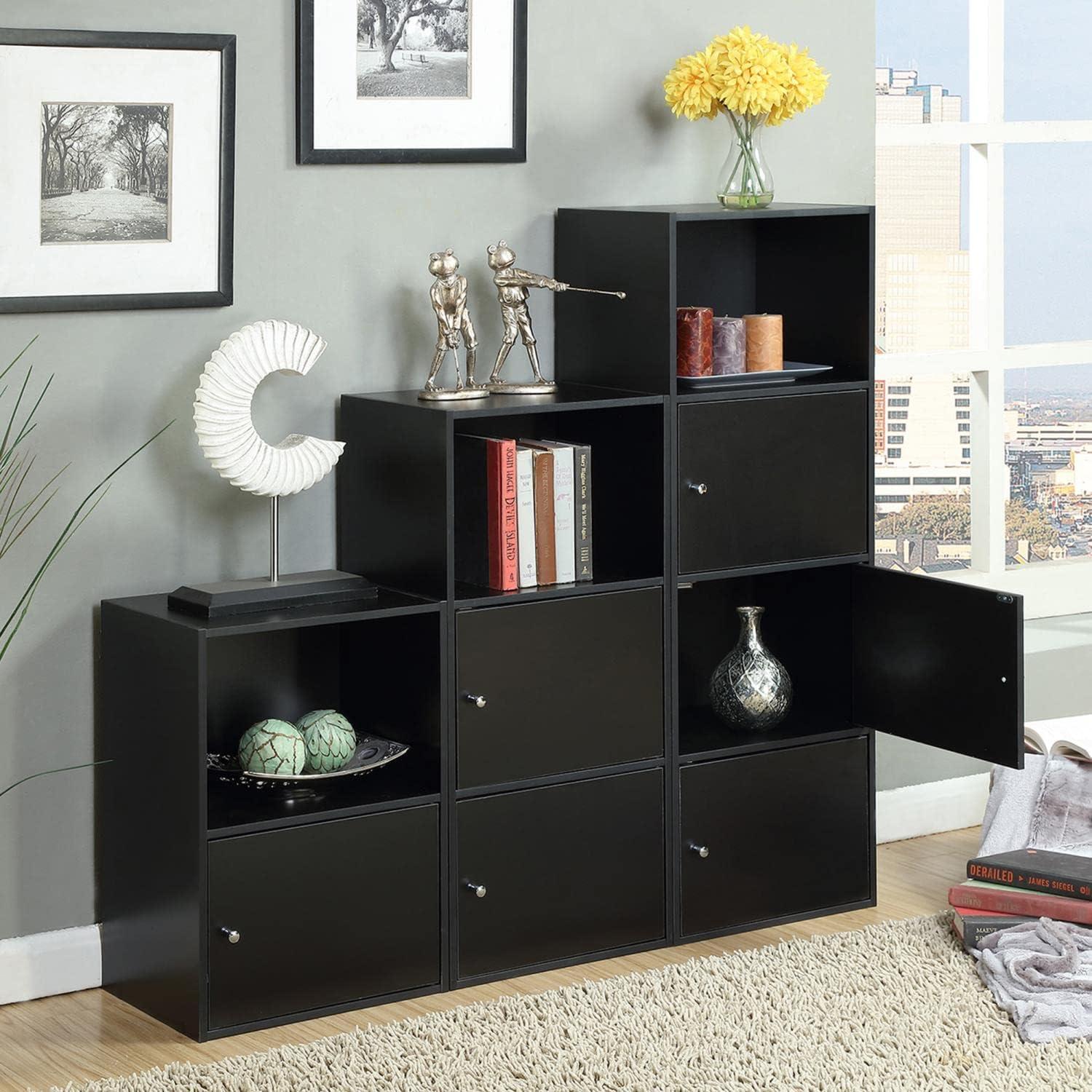 Modern Sleek Black Finish 3-Door Office Storage Cabinet