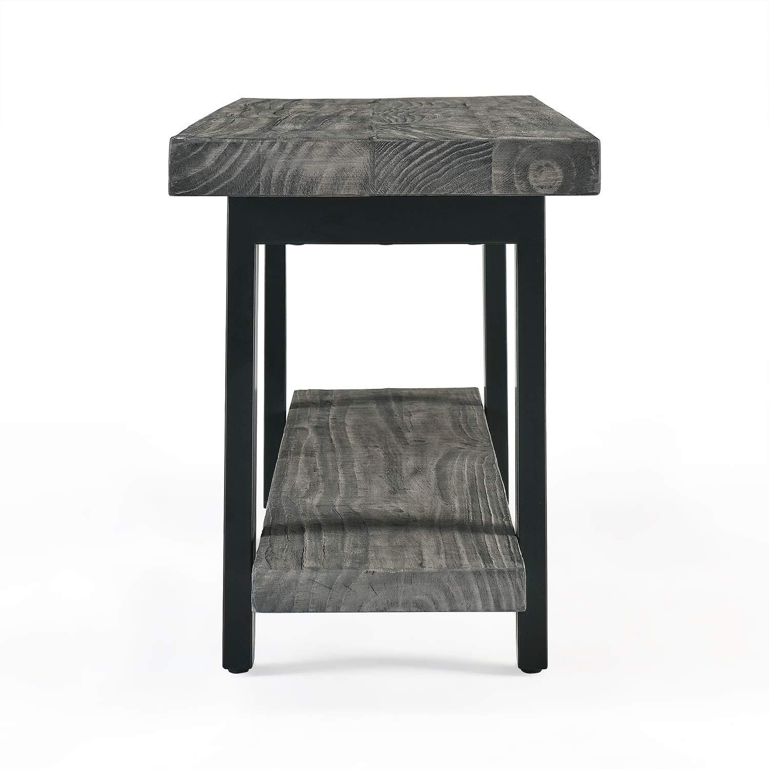Pomona Metal and Reclaimed Wood Bench Slate Gray - Alaterre Furniture