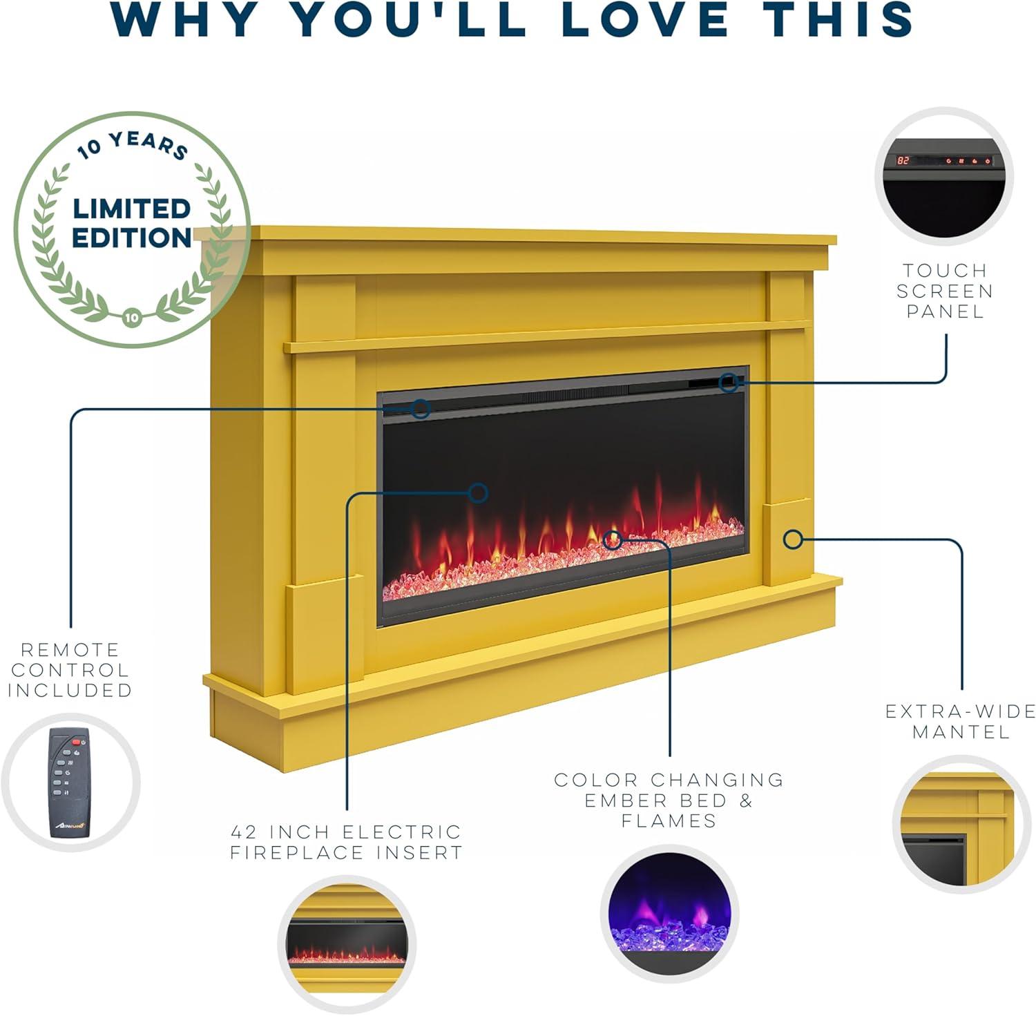 Waverly Wide Mantel with Linear Electric Fireplace