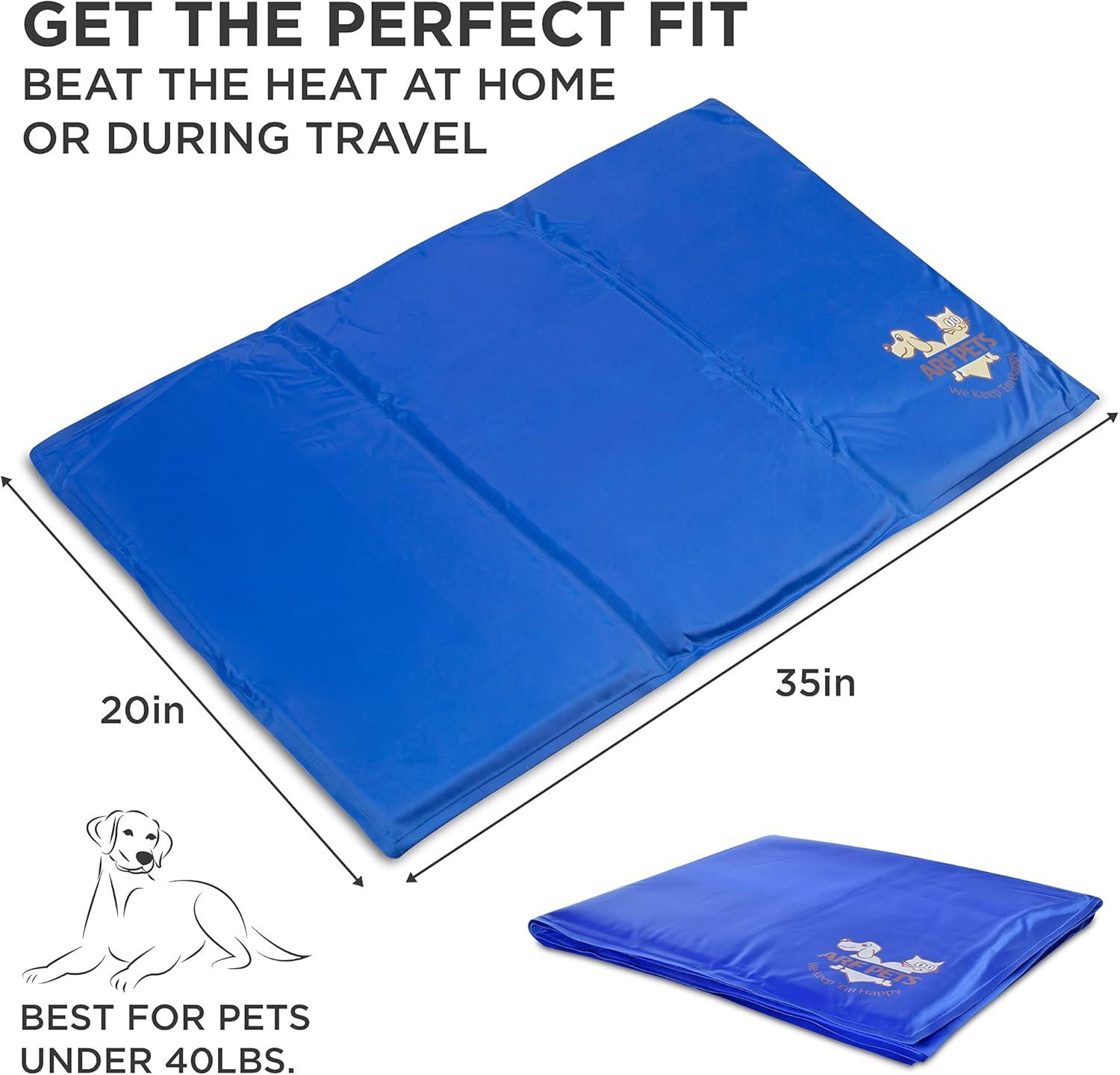 Arf Pets Dog Cooling Mat 19”x35”, Durable, Non-Toxic Gel Dog Bed Mat for Kennels, Crates & Beds