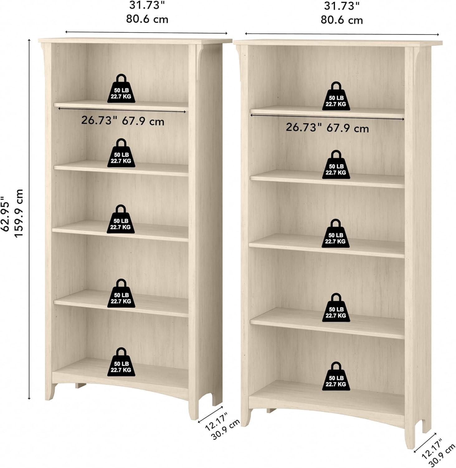 Pernell Tall 5 Shelf Bookcase - Set Of 2