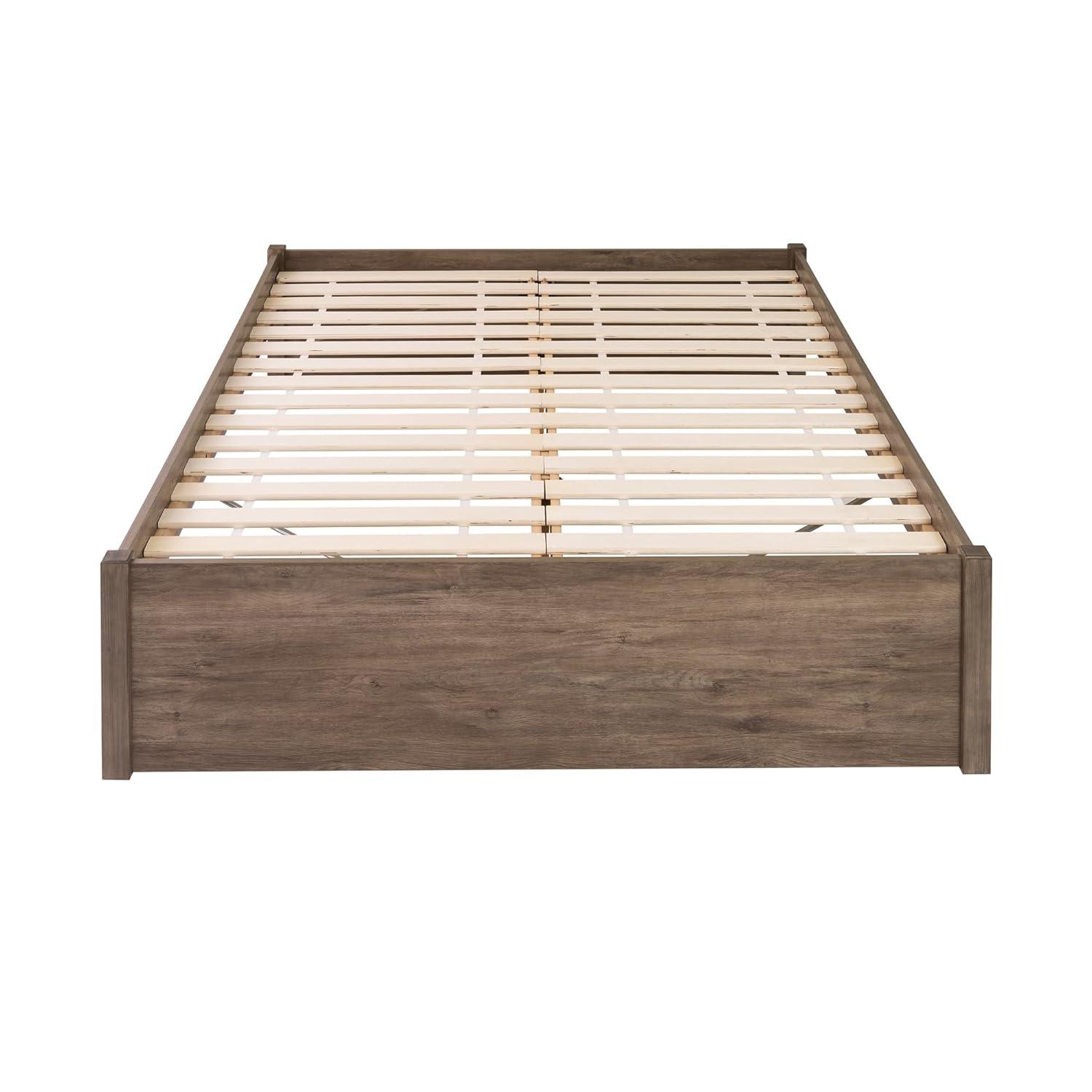Queen 4 Post Platform Bed Drifted Gray - Prepac: Sleek Storage, No Box Spring Required