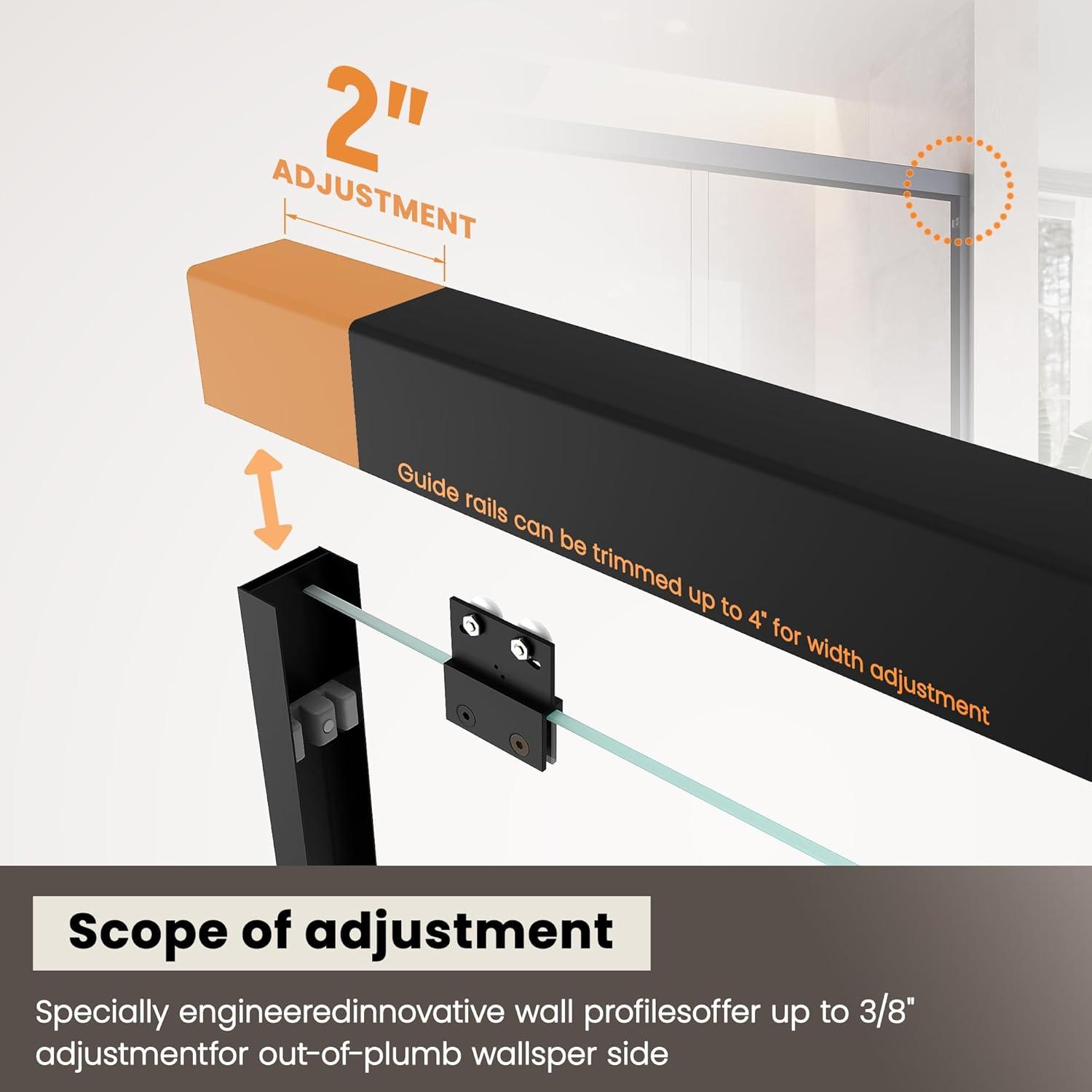 LOONGFIELD Sliding Shower Glass Door 56-60 In. W X 72 In. H, Adjustable Semi Frameless Shower Door, Certified Thick Clear Clear Tempered Glass, 304 Stainless Steel Handles ASTARQ-W2269P144324