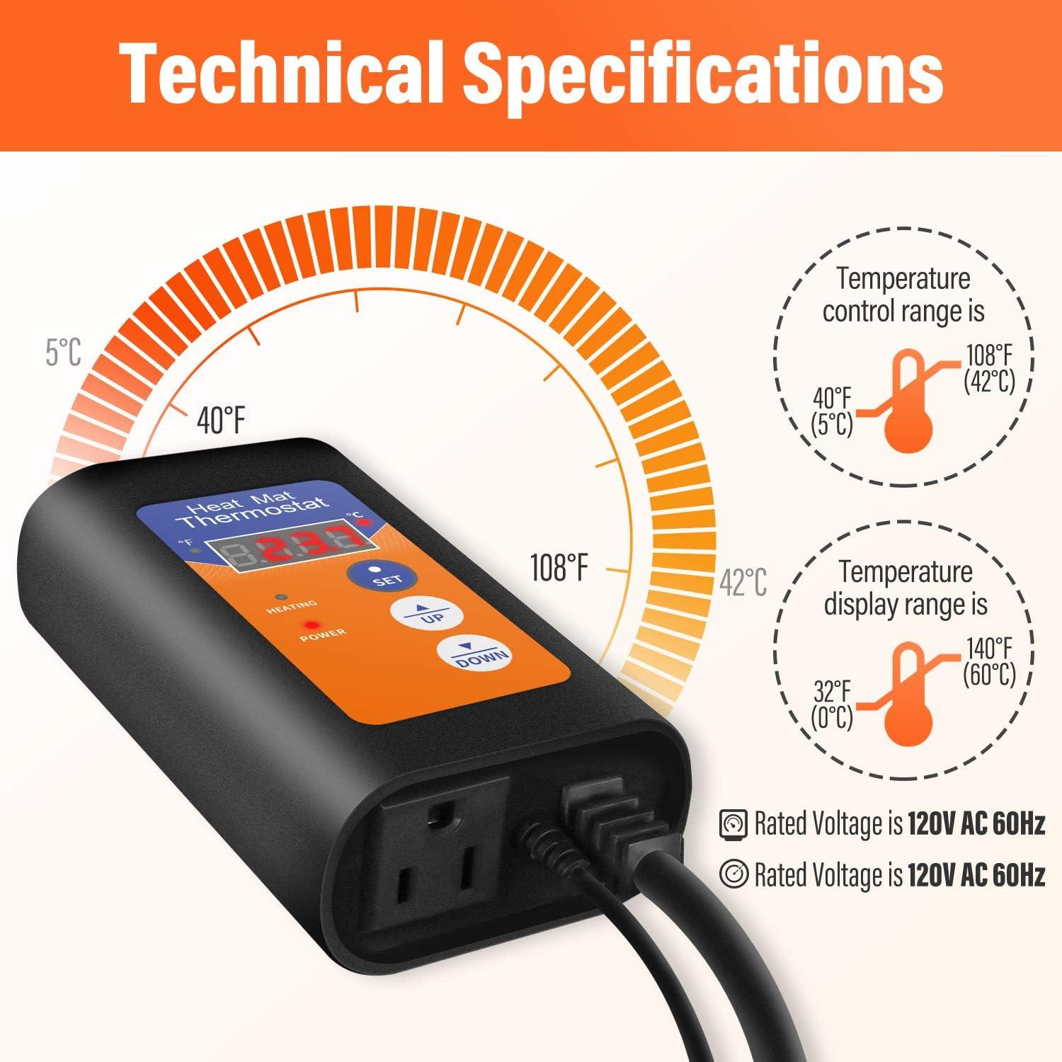 iPower Digital Heat Mat Thermostat Temperature Controller for Seed & Reptiles