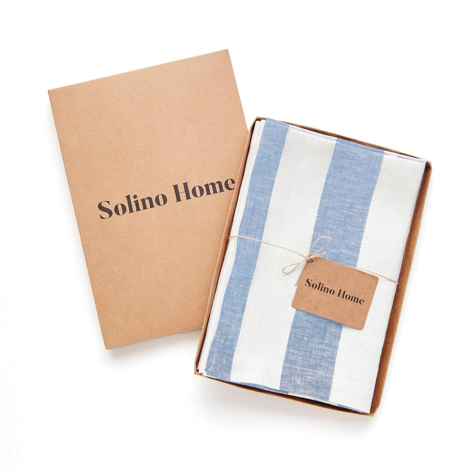 Solino Home Cabana Stripe - 100% Pure Linen Dinner Napkins (Set of 4)