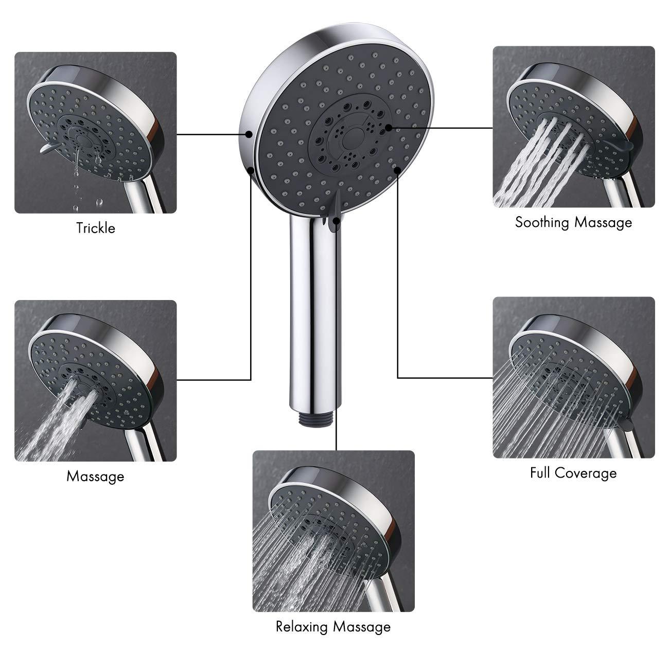 5-Spray Multifunction Deluxe Wall Bar Shower Kit with Hand Shower in Polished Chrome