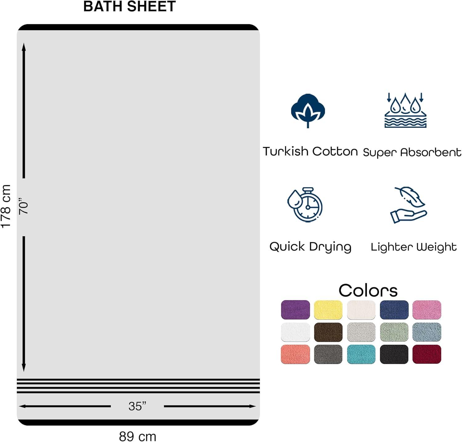 Hammam Linen Burgundy Jumbo Large Bath Sheets Towels 2-Pack Soft and Absorbent, Premium Quality 100% Cotton Towels