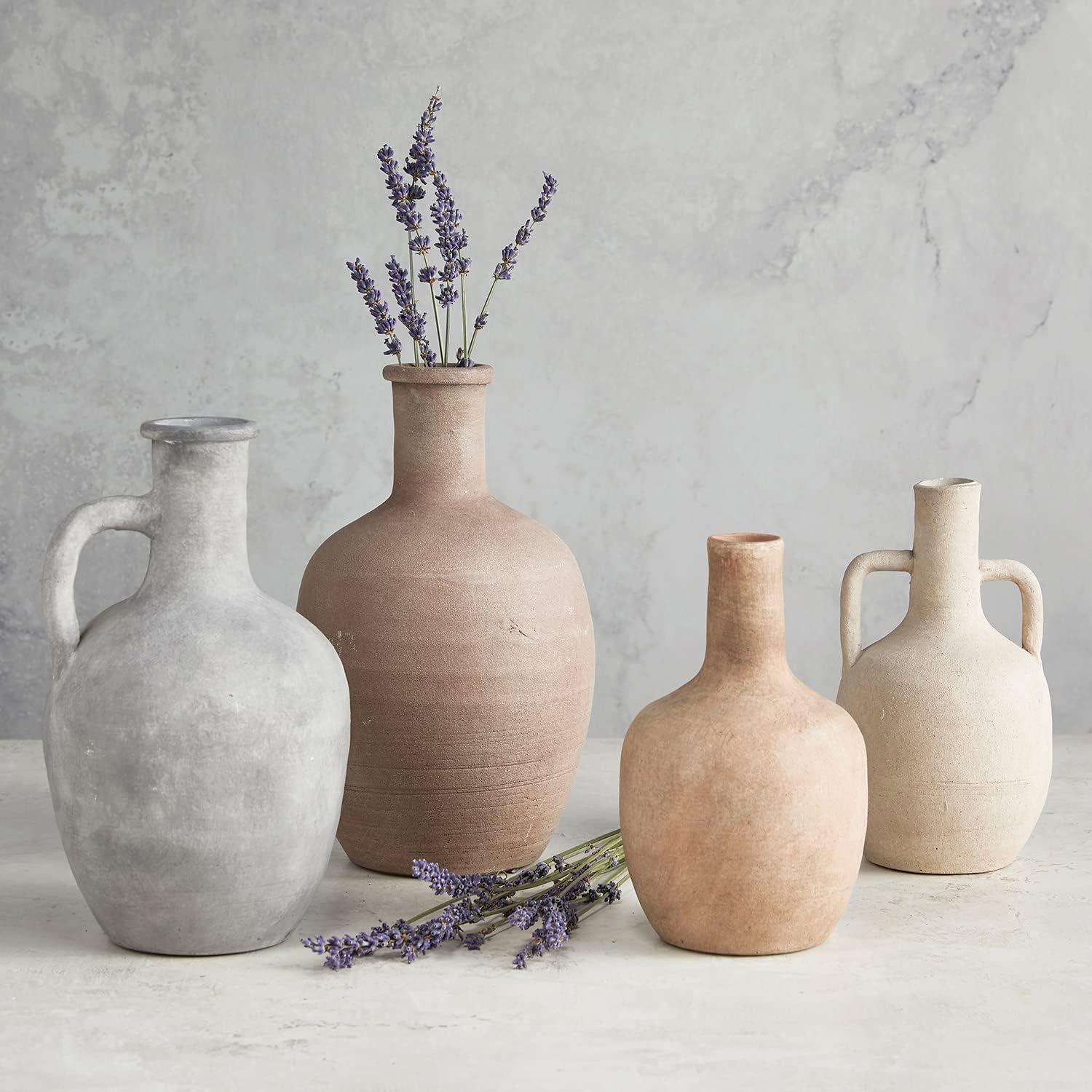 Large Gray Rustic Terracotta Jug Vase