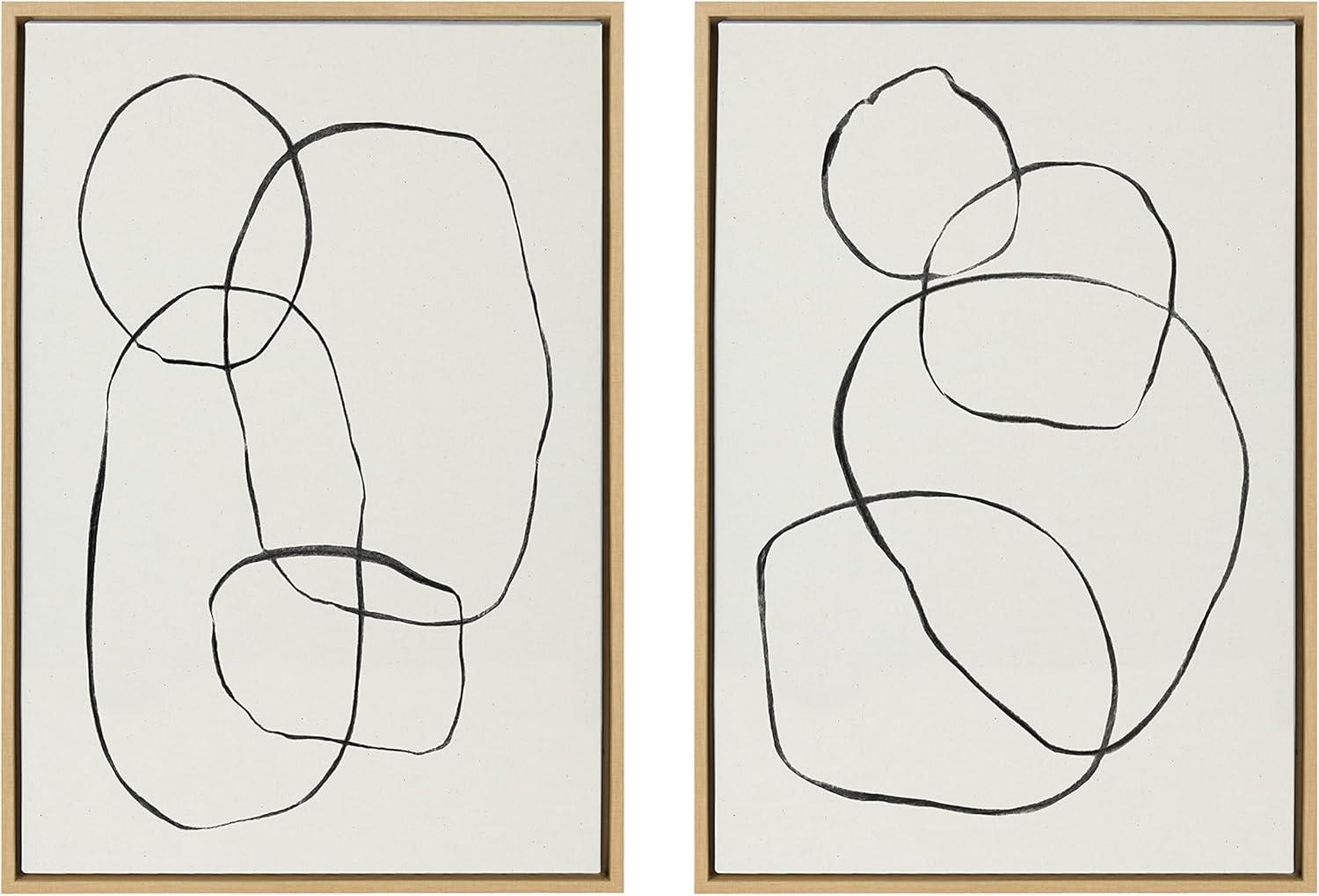 Kate and Laurel " 871 Modern Circles Flinen (left) & 869 Going In Circles Flinen (right) " by Teju Reval 2 - Pieces