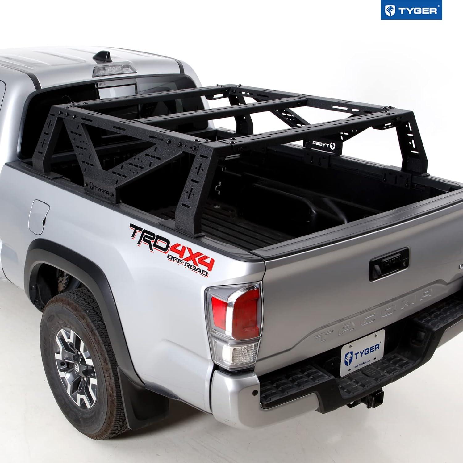 Tyger Auto Plate Style Overland Bed Rack for Mid-Size Pickup Trucks | Compatible with Tacoma, Ranger, Gladiator, Colorado, Canyon (see image for size chart) | TG-BK2U55347
