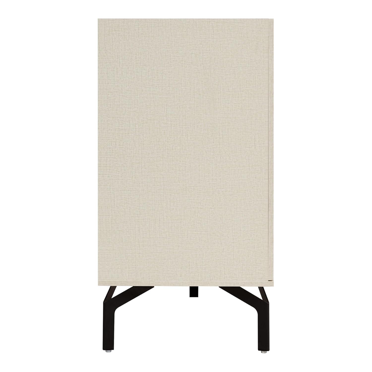 24/7 Shop at Home Elwin 60" Modern Sideboard Buffet, Storage Cabinet with Doors and Adjustable Shelves for Dining, Living Room, Kitchen, Entryway, Office, Cream Weave & Sage Green