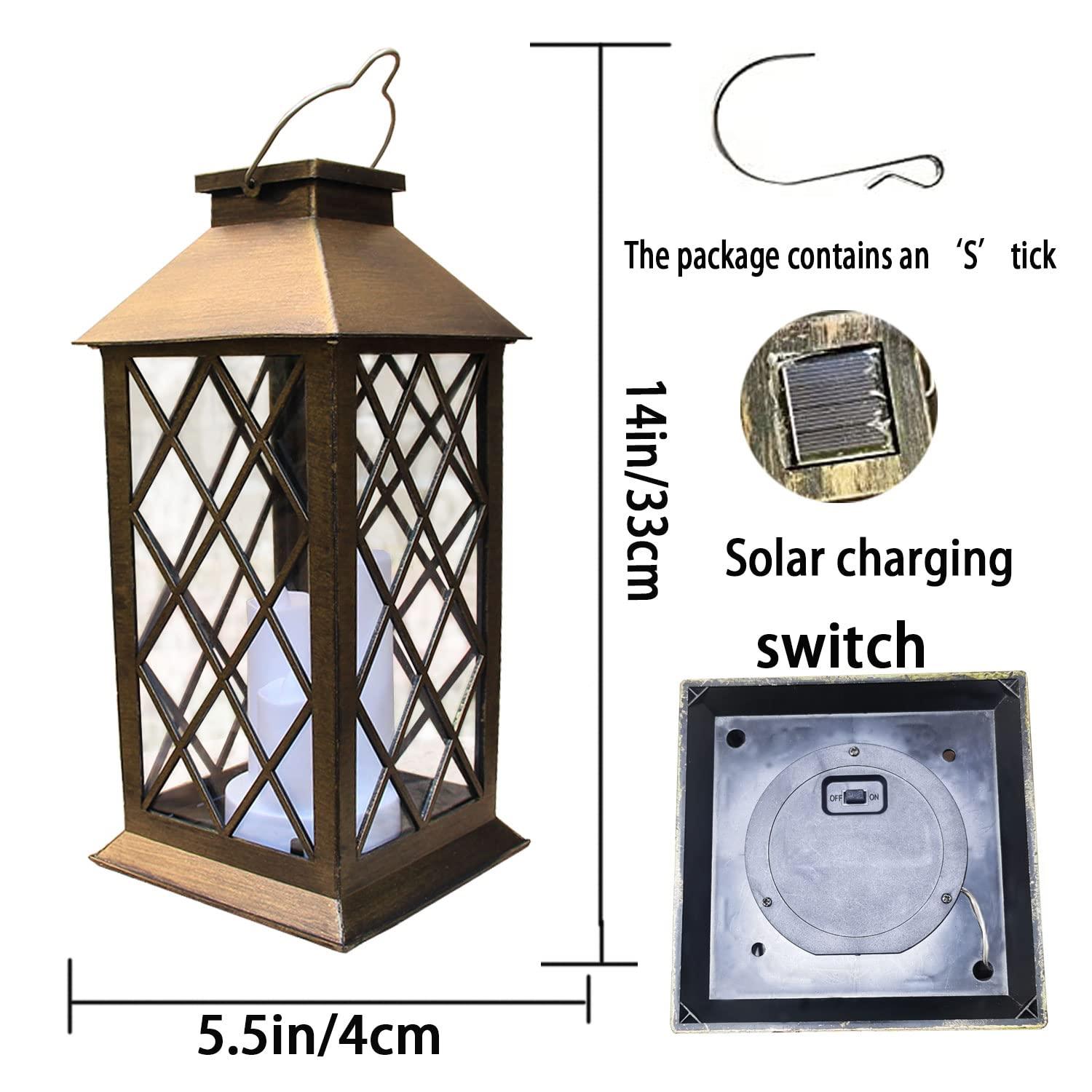 Solar Lantern Outdoor,Garden Hanging Lantern- PVC Waterproof 3 LED Flickering Flameless Candle Decorative Lights for Table,Outdoor,Party(1 Pack)