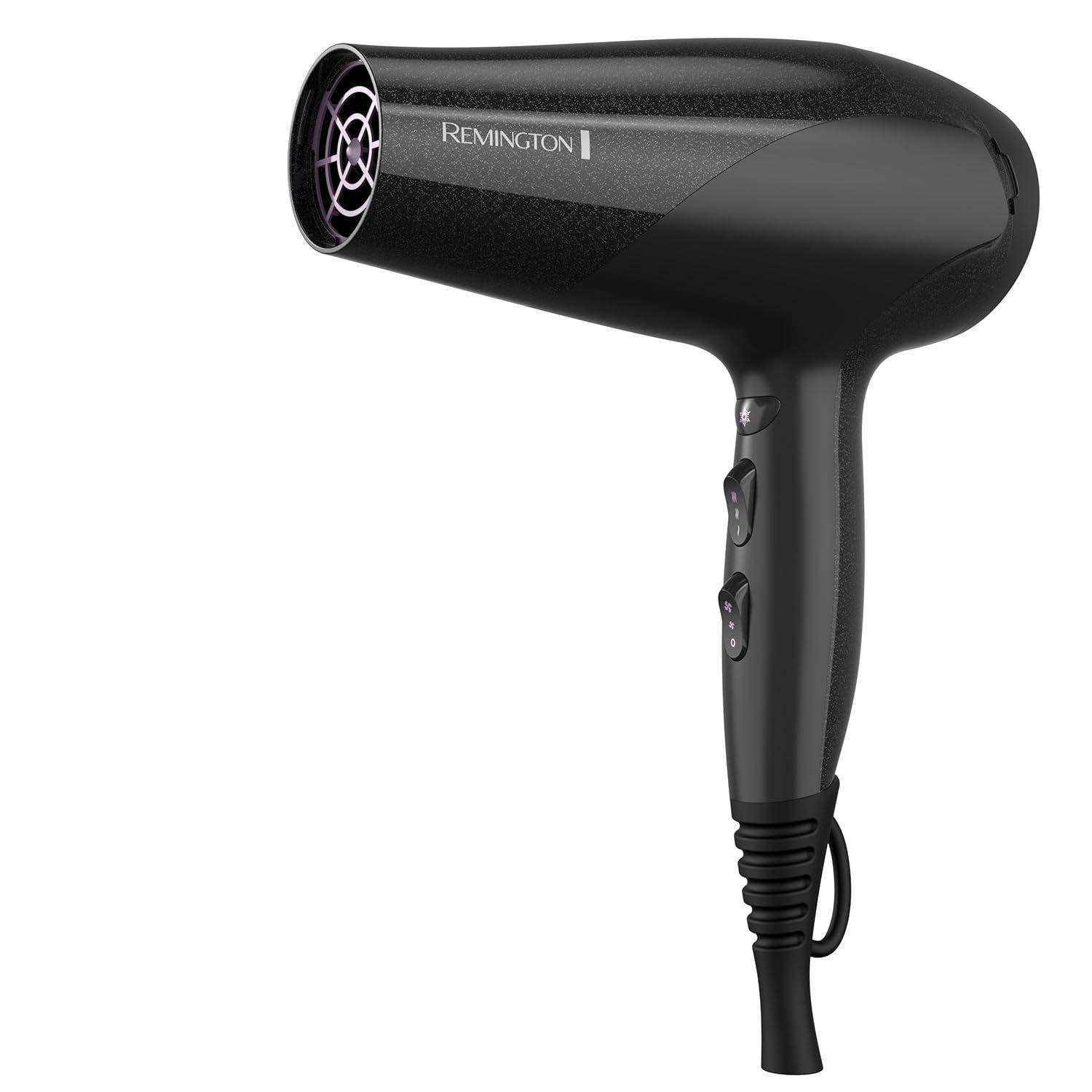 Remington D3190 Damage Protection Hair Dryer with Ceramic + Ionic + Tourmaline Technology, Black, 3 Piece Set, 1 Count (Pack of 1)