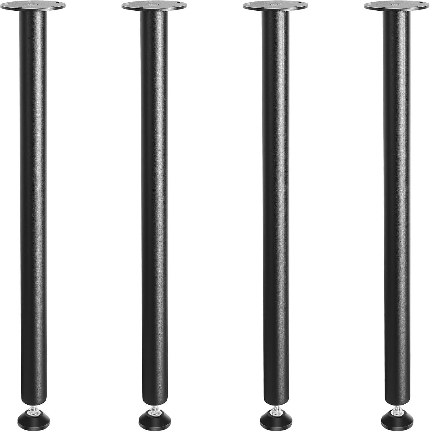 SKYSHALO 30" Adjustable Desk Legs, Strengthened Steel Legs for Office Tables, DIY Set of 4, Supports up to 1200 lbs, Easy-to-Install with Adjustable Feet, Black