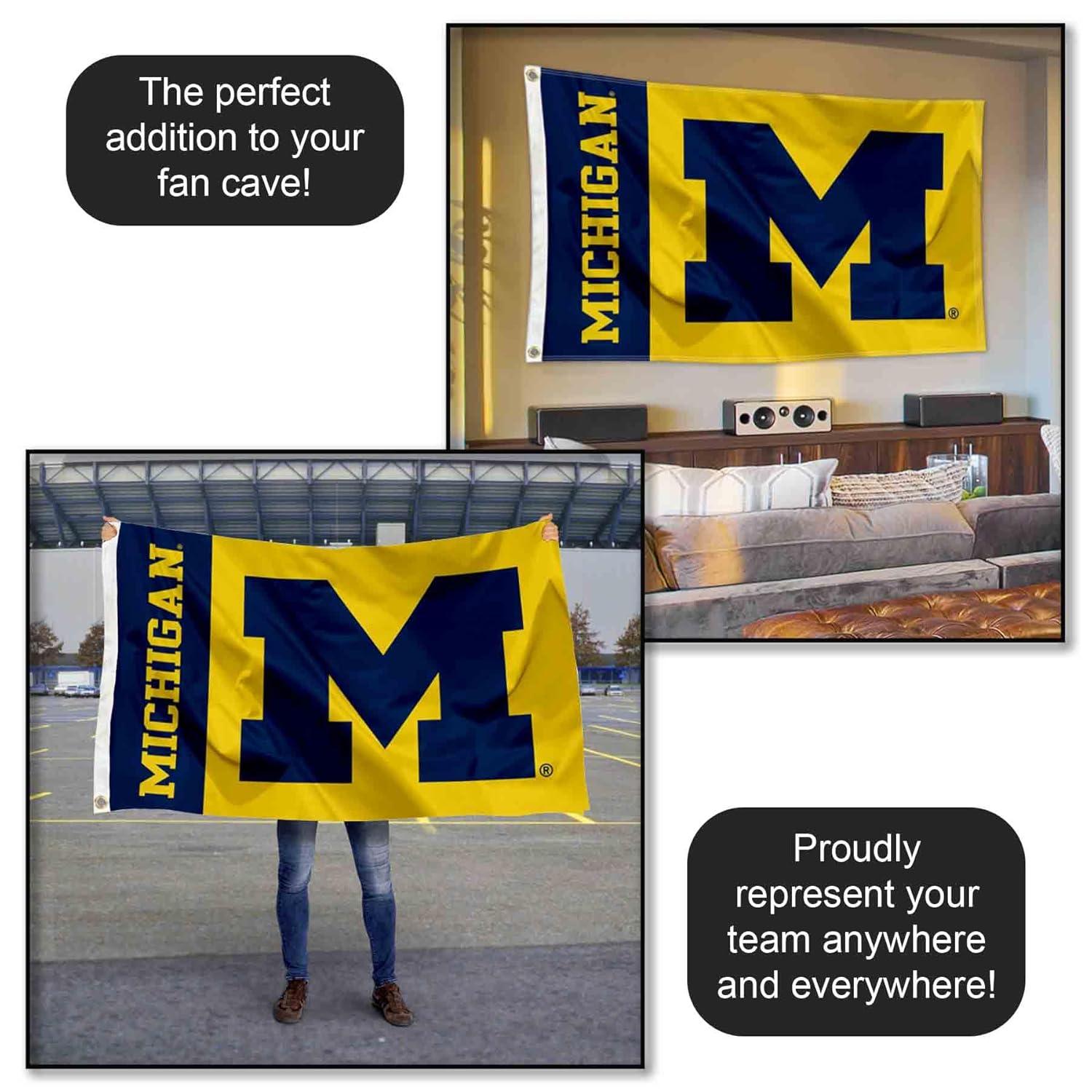 Michigan-Wolverine's 3X5 Indoor Outdoor Banner Flag w/grommets for hanging
