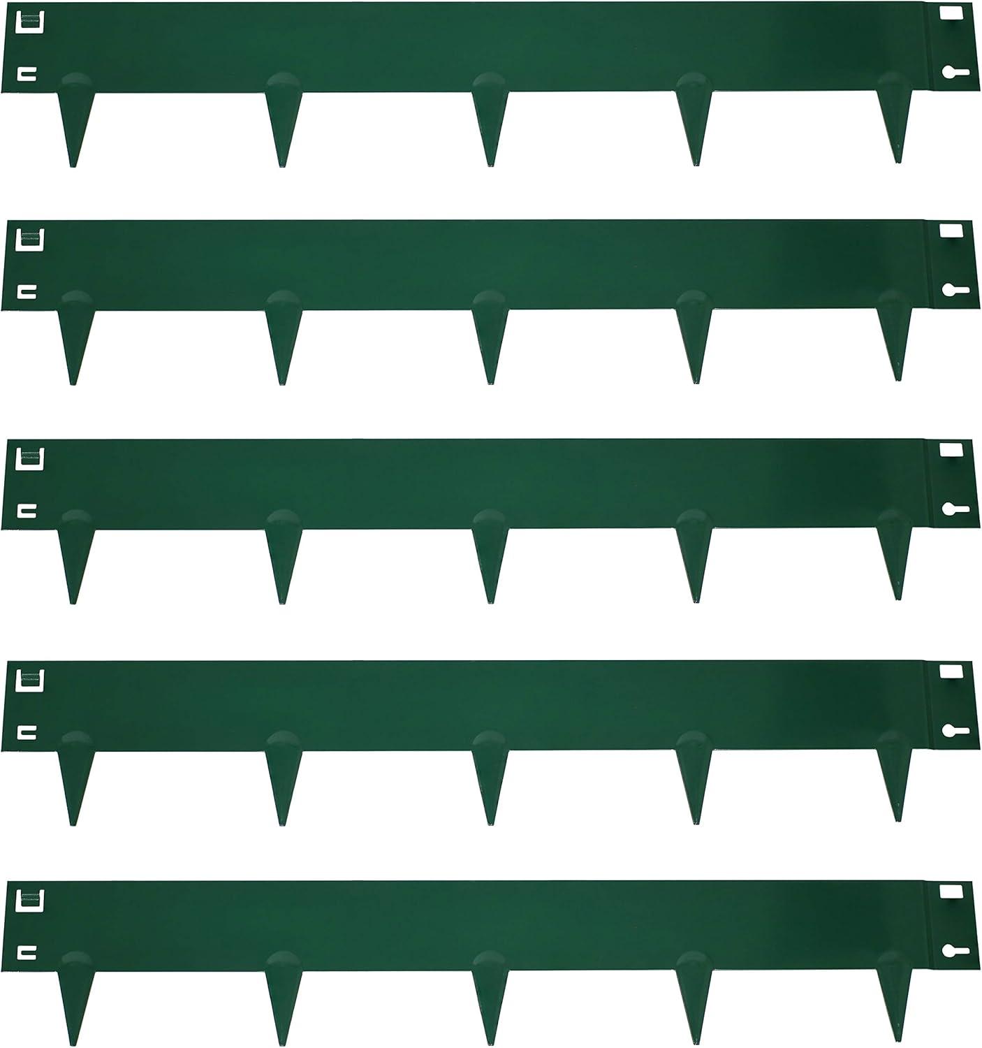 Sunnydaze Outdoor Lawn and Garden Heavy-Duty Steel Metal Flexible Landscape Edging Borders - 16' - Green - 5pk